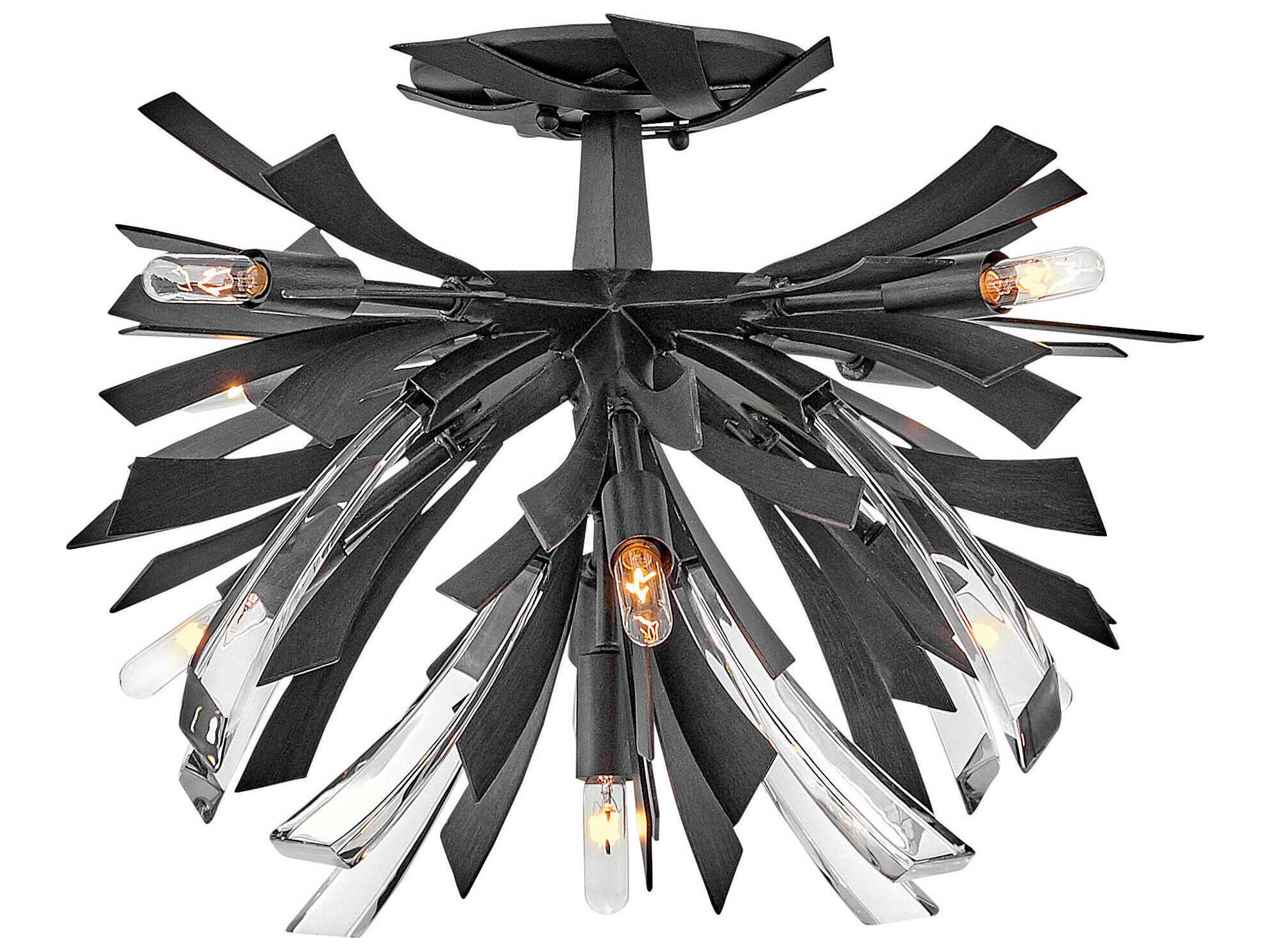 Fredrick Ramond Vida 9-Light Brushed Graphite Black Crystal LED Semi Flush Mount