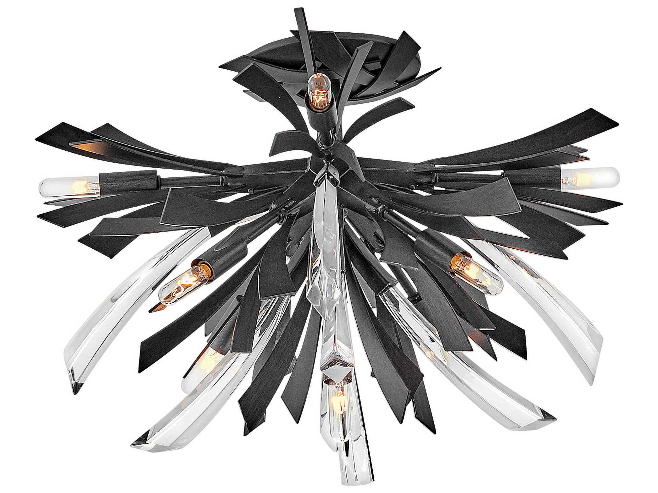 Fredrick Ramond Vida 9-Light Brushed Graphite Black Crystal LED Semi Flush Mount