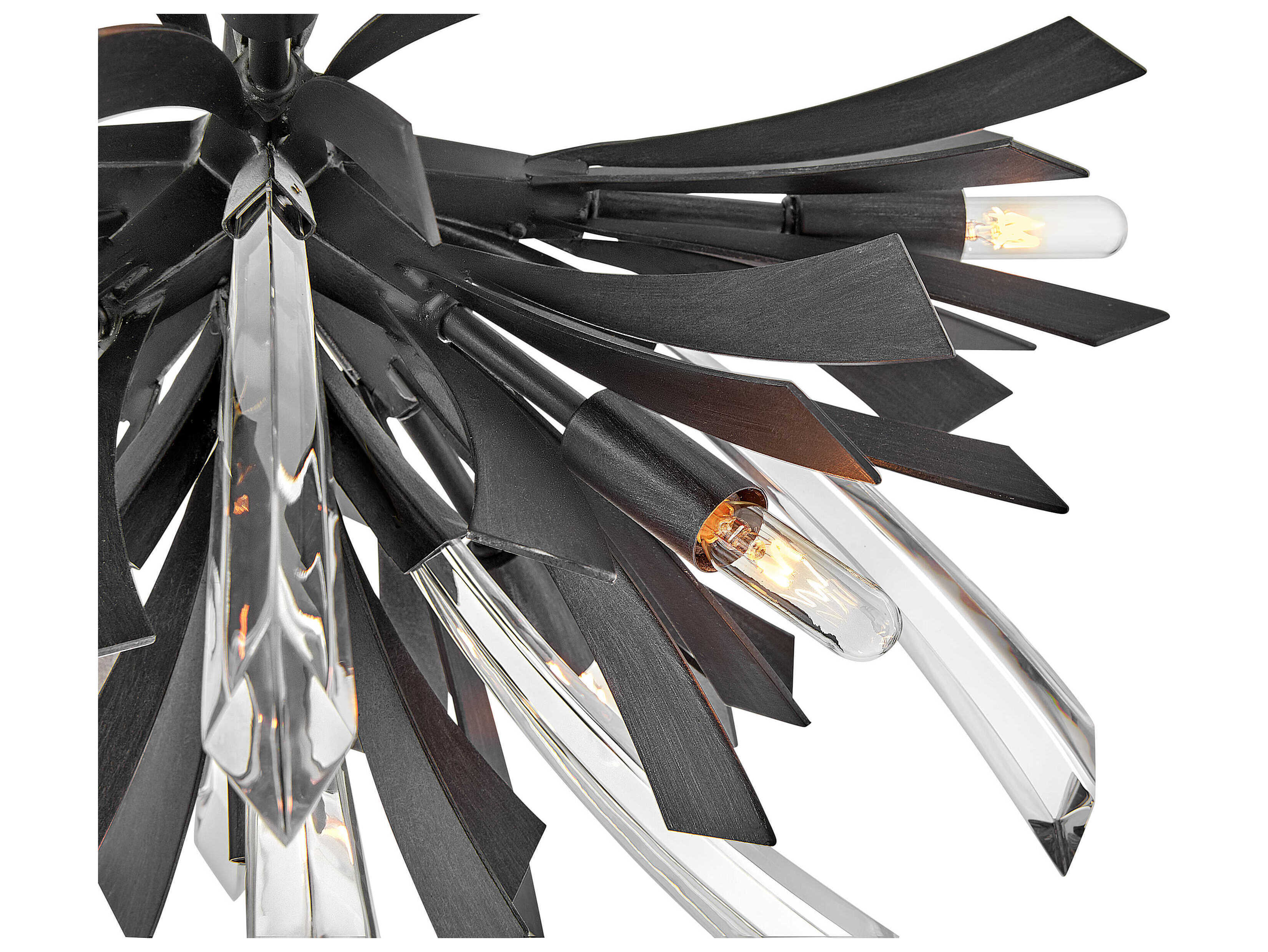 Fredrick Ramond Vida 9-Light Brushed Graphite Black Crystal LED Semi Flush Mount