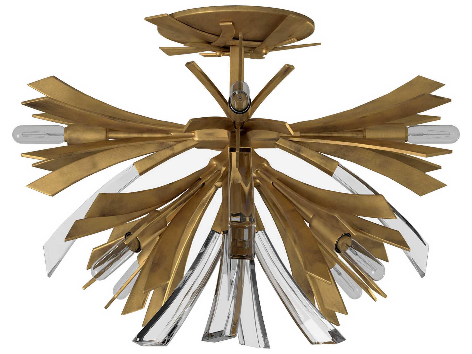 Fredrick Ramond Vida 9-Light Burnished Gold Crystal Sputnik Semi Flush Mount