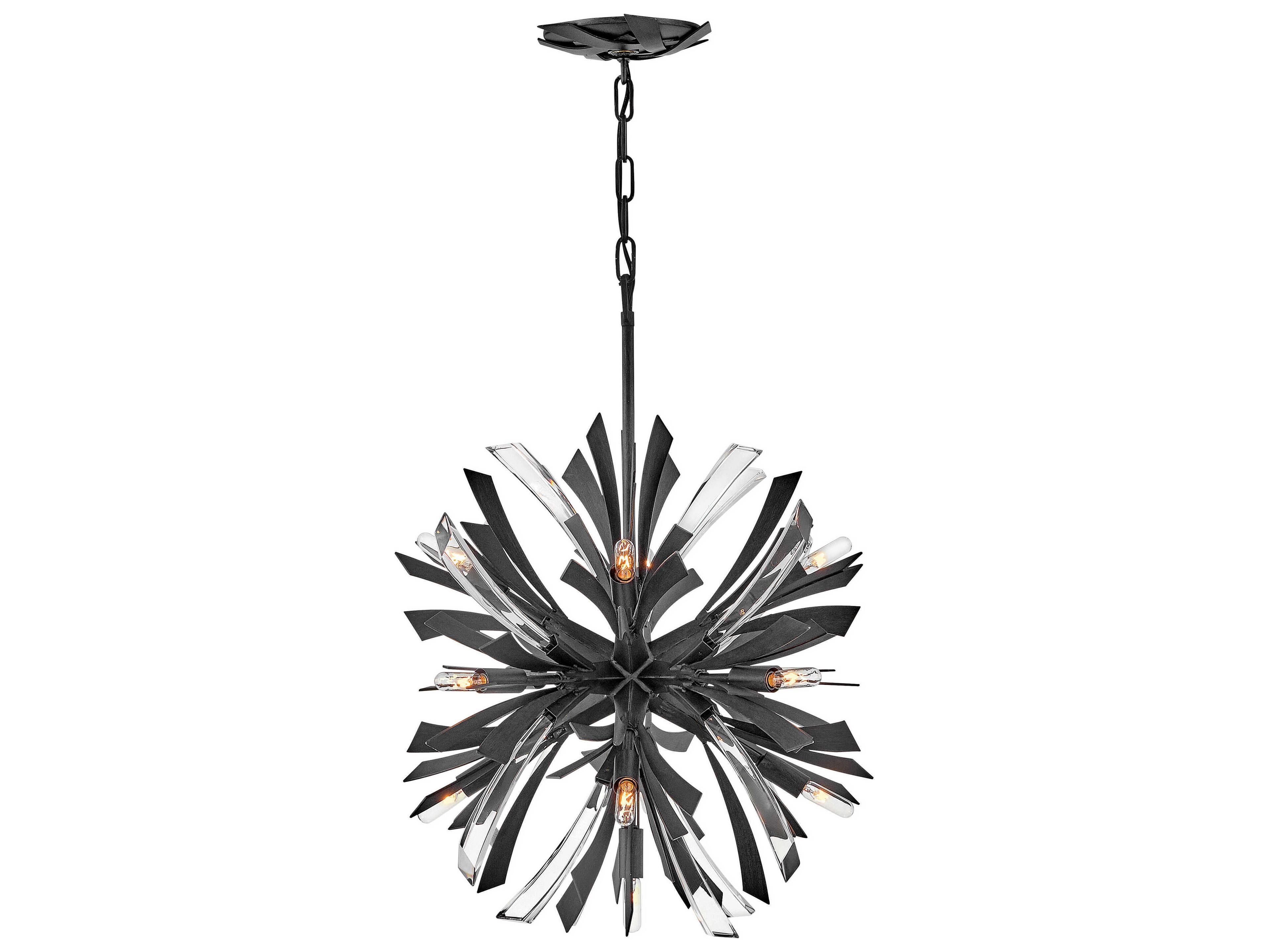 Fredrick Ramond Vida 13-Light Brushed Graphite Black Crystal LED Pendant