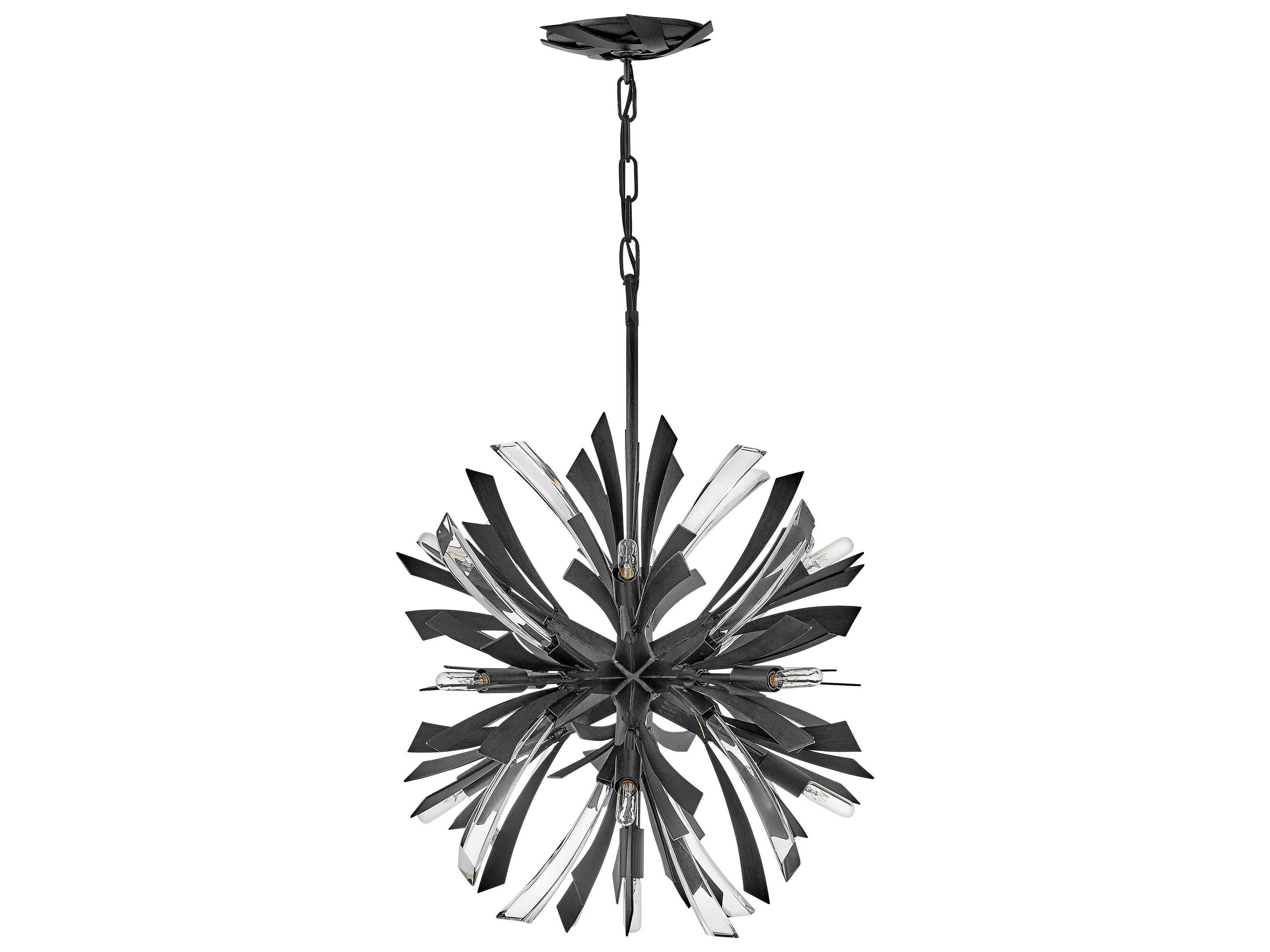 Fredrick Ramond Vida 13-Light Brushed Graphite Black Crystal LED Pendant