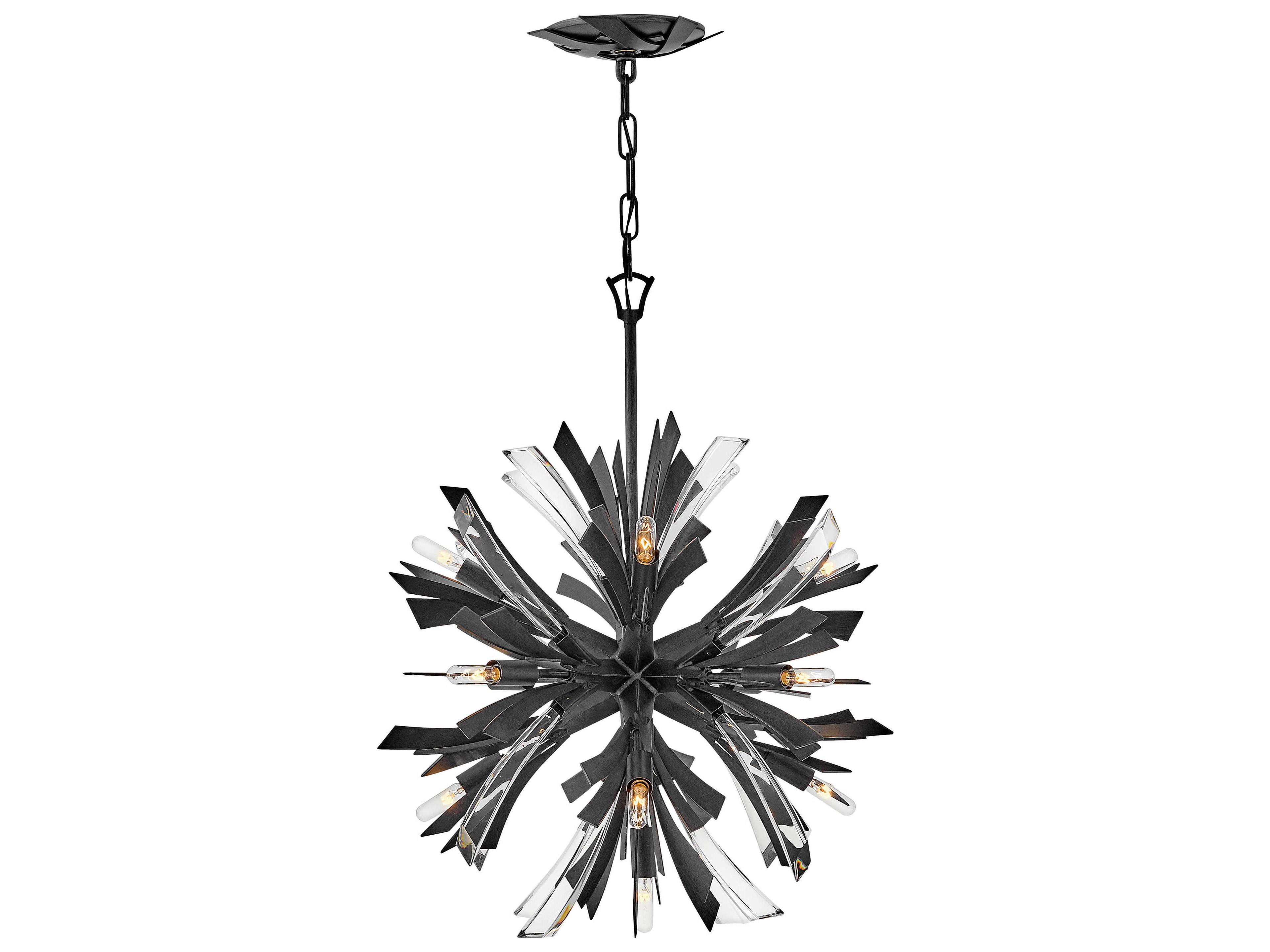 Fredrick Ramond Vida 13-Light Brushed Graphite Black Crystal LED Pendant