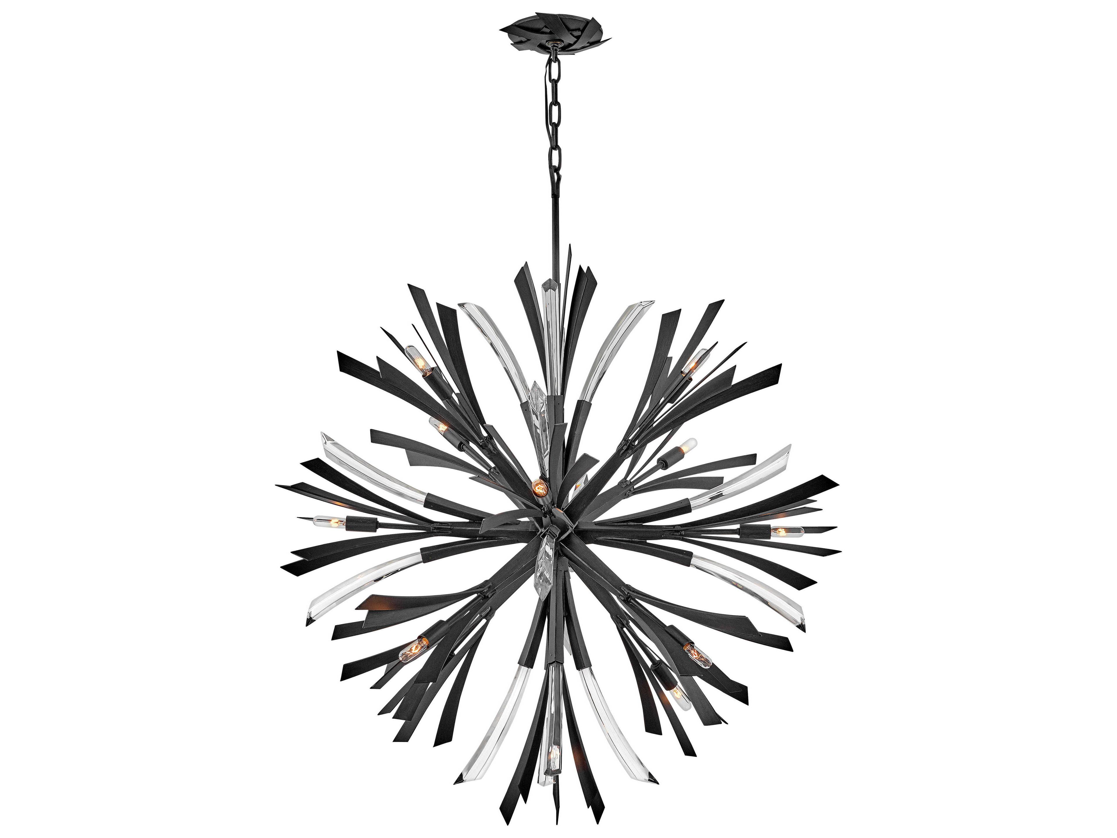 Fredrick Ramond Vida 13-Light Brushed Graphite Black Crystal LED Pendant