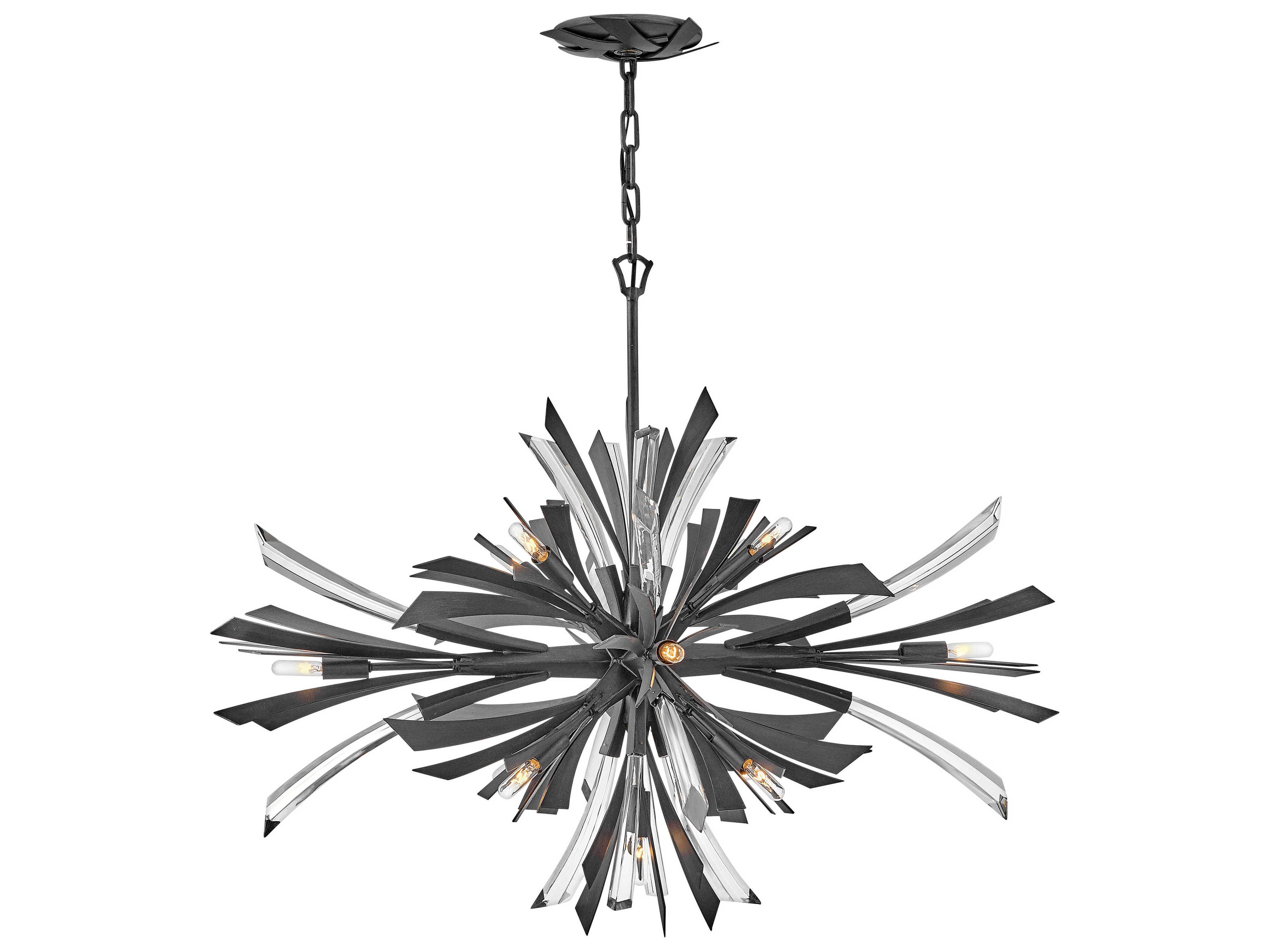 Fredrick Ramond Vida 13-Light Brushed Graphite Black Crystal LED Pendant