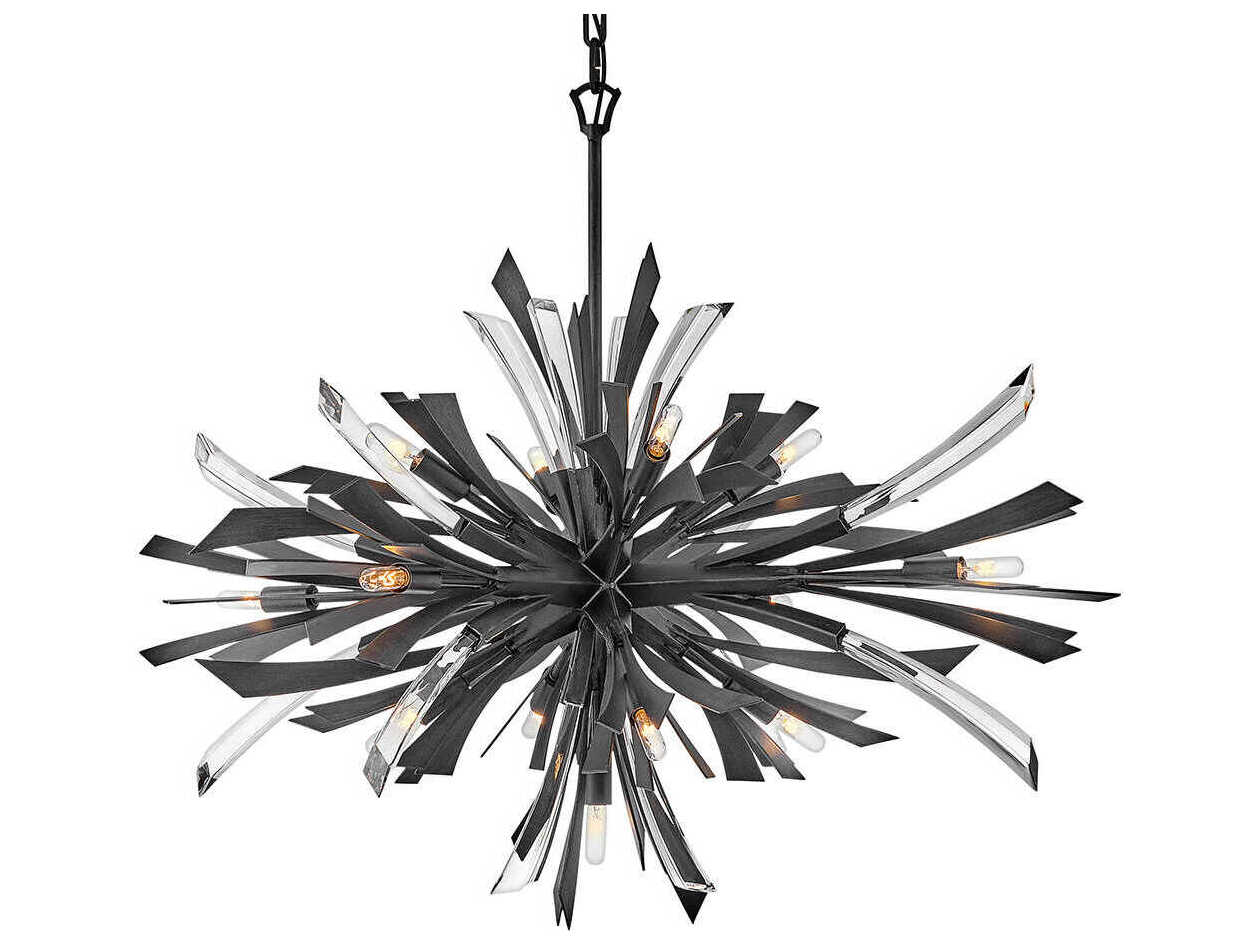 Fredrick Ramond Vida 13-Light Brushed Graphite Black Crystal LED Pendant