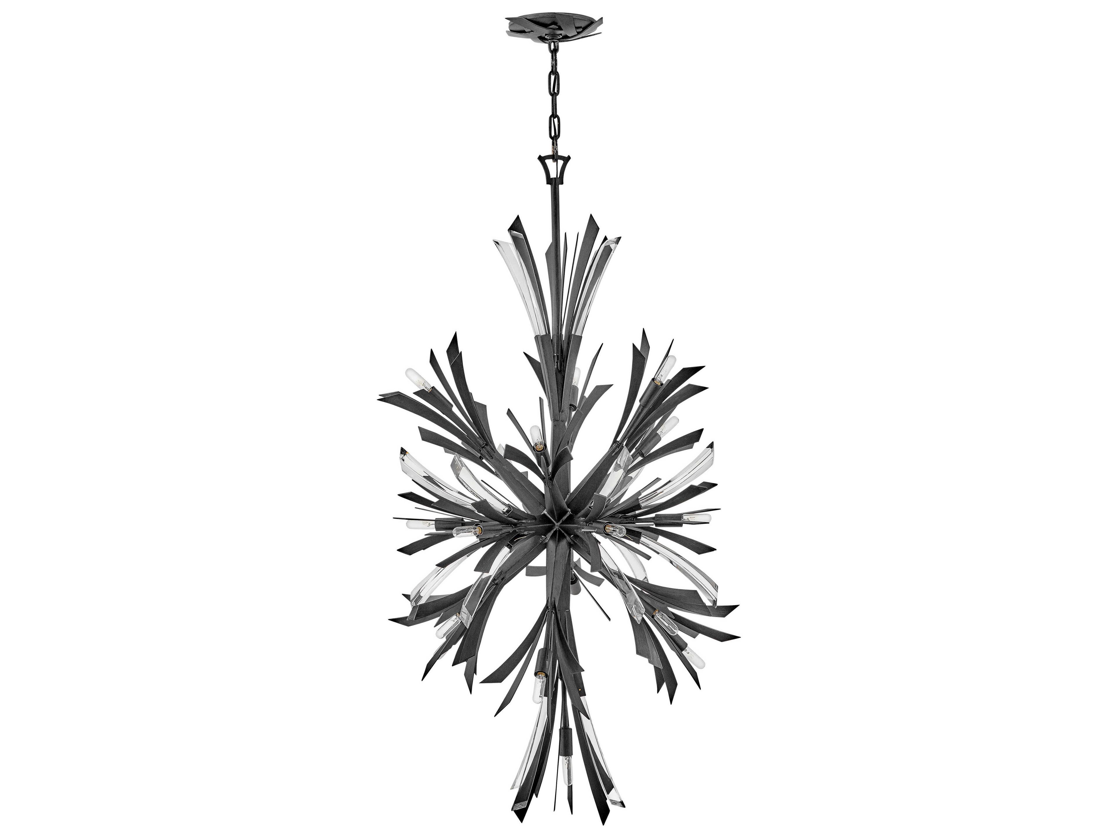 Fredrick Ramond Vida 19-Light9-Light Brushed Graphite Black Crystal LED Pendant