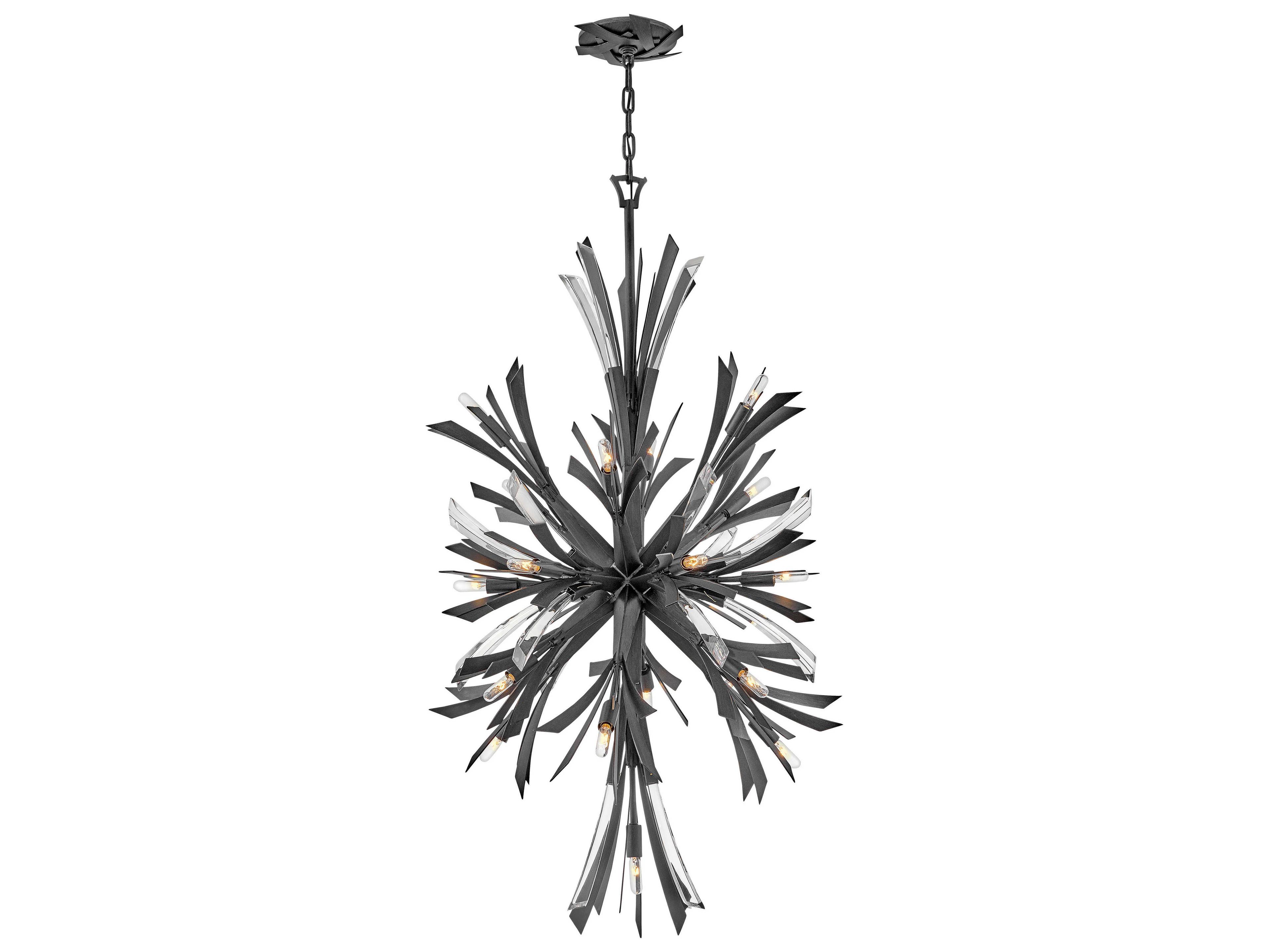 Fredrick Ramond Vida 19-Light9-Light Brushed Graphite Black Crystal LED Pendant