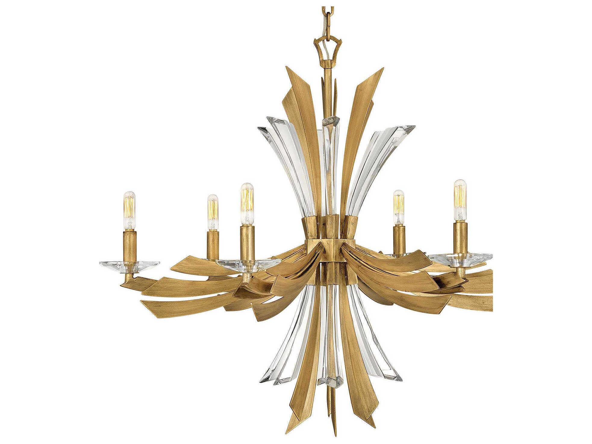 Fredrick Ramond Vida 6-Light Burnished Gold Crystal Candelabra Chandelier