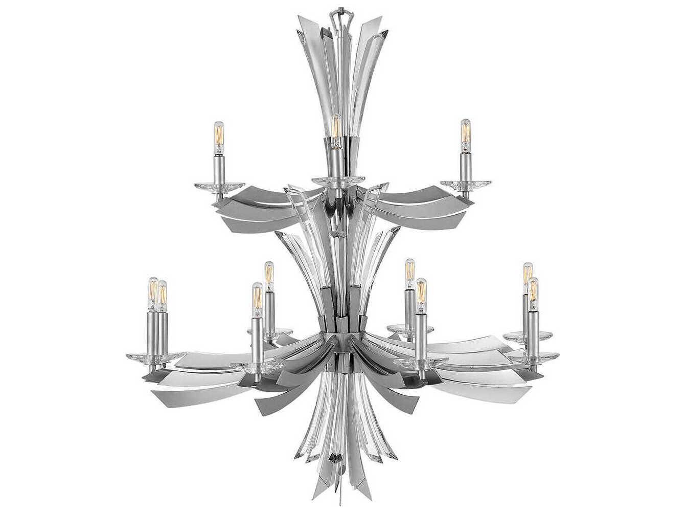 Fredrick Ramond Vida 12-Light Glacial Silver Crystal Candelabra Chandelier