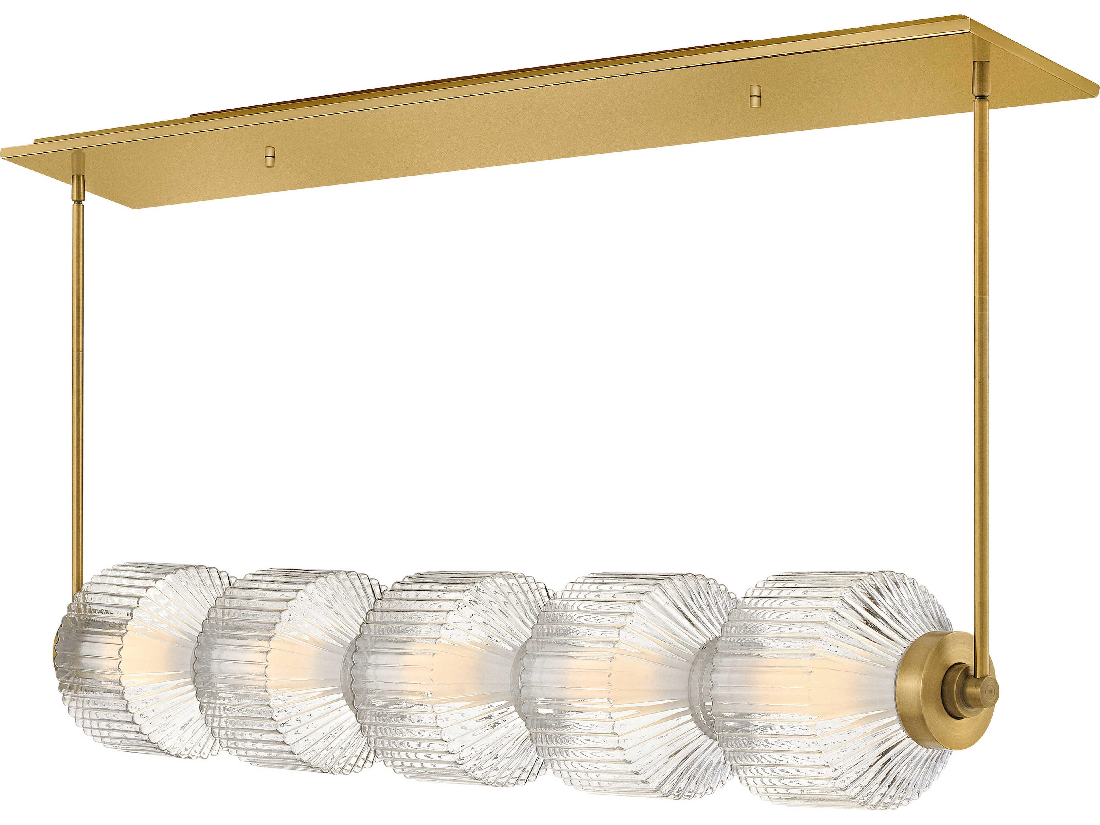 Fredrick Ramond Reign Lacquered Brass Glass LED Geometric Linear Island Pendant