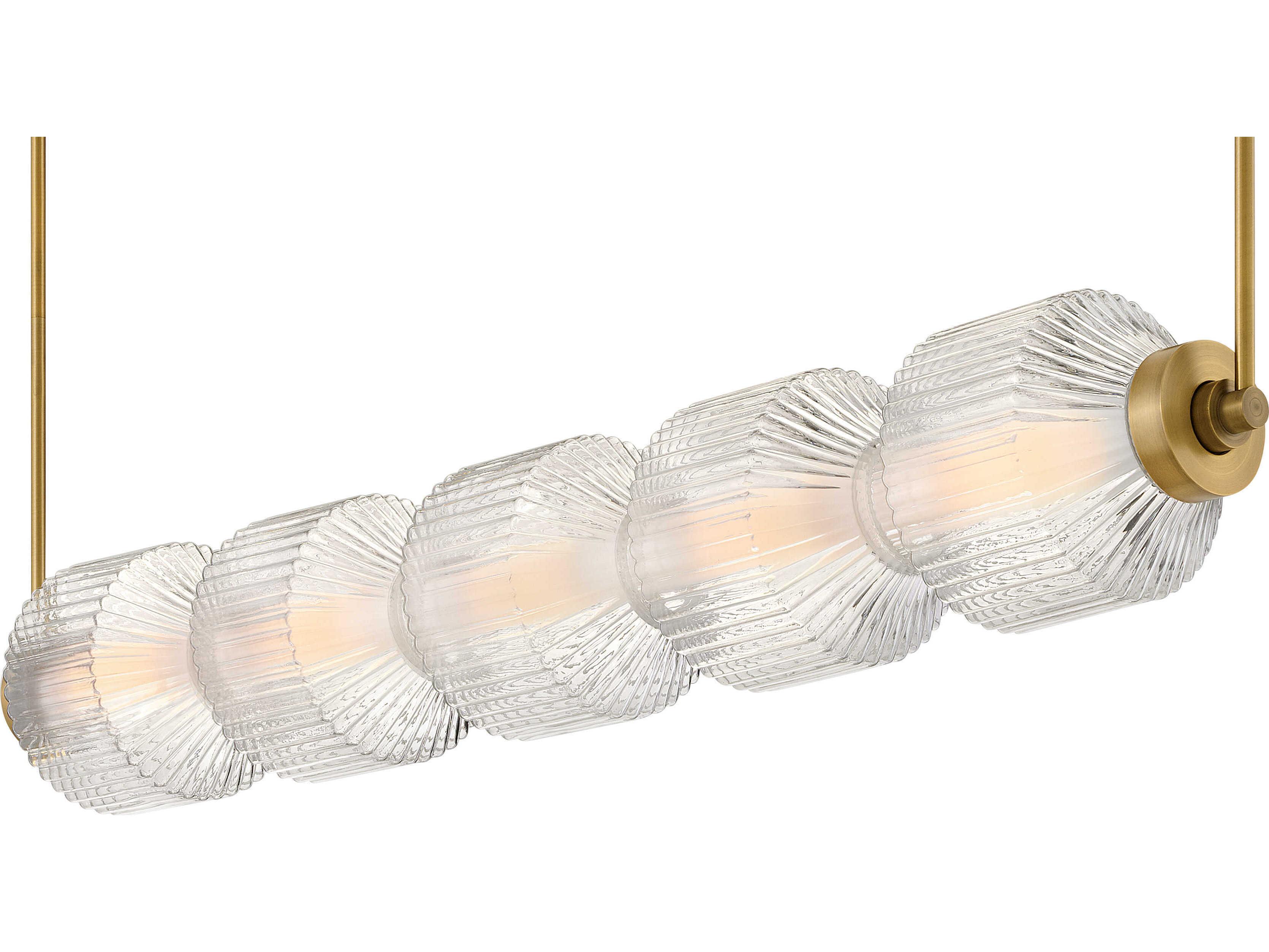 Fredrick Ramond Reign Lacquered Brass Glass LED Geometric Linear Island Pendant