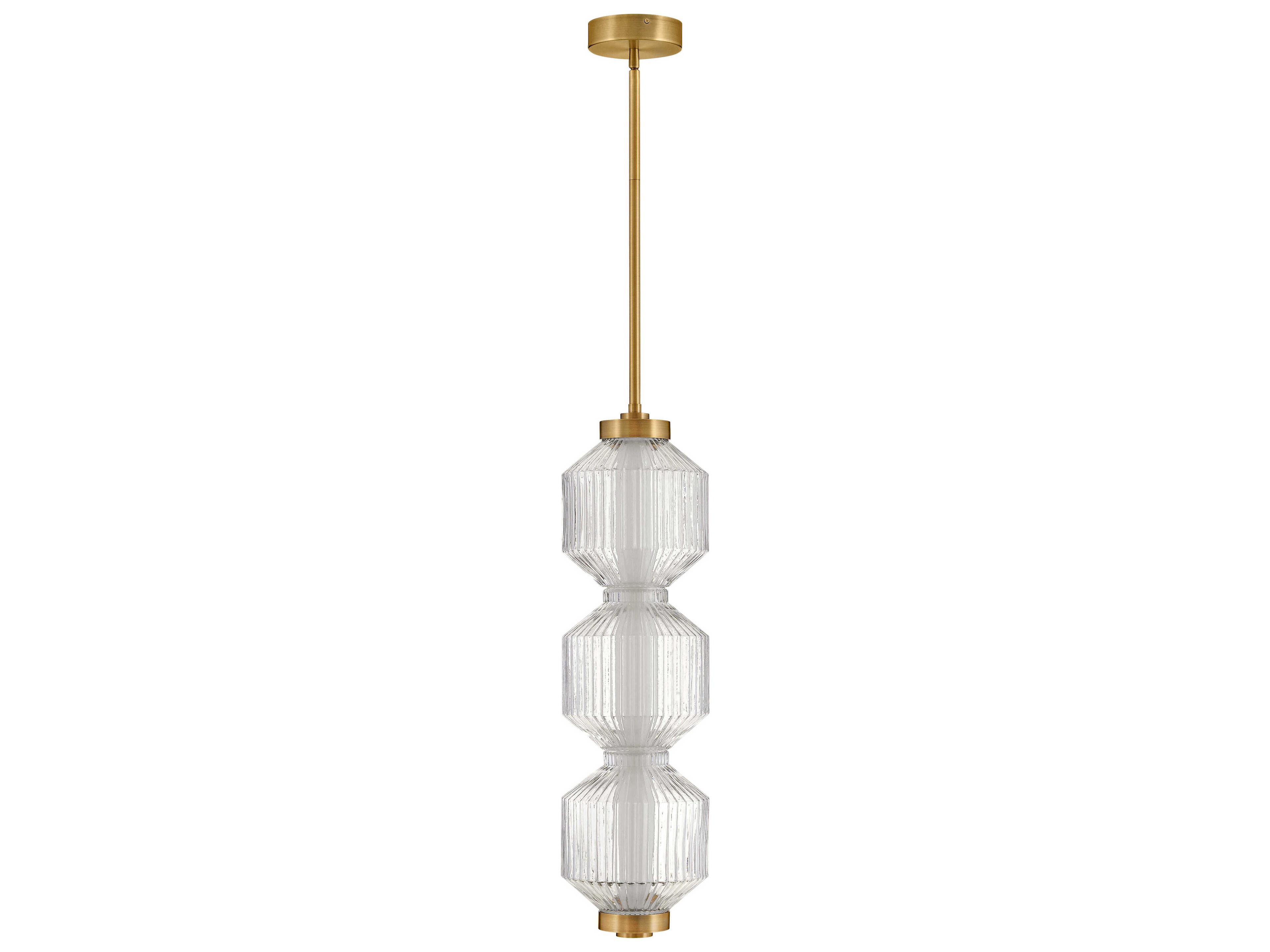Fredrick Ramond Reign Lacquered Brass Glass LED Geometric Linear Mini Pendant
