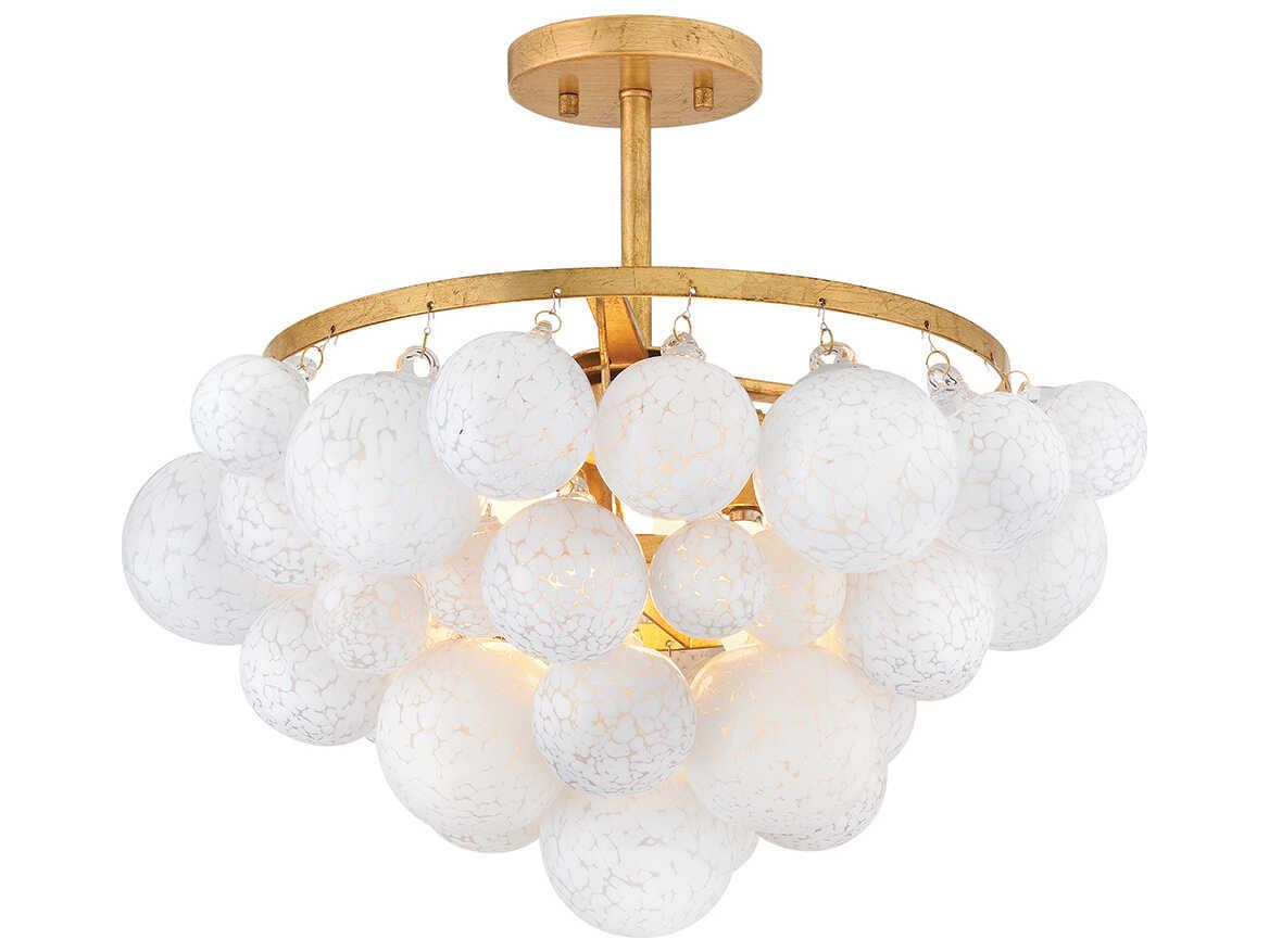 Fredrick Ramond Marabel 4-Light Distressed Brass Semi Flush Mount