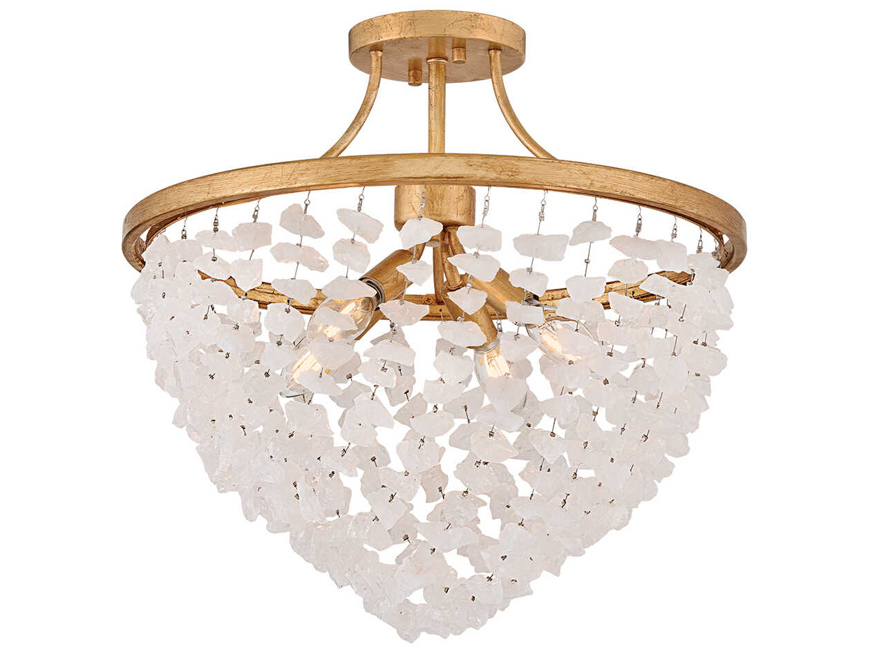 Fredrick Ramond Myra 4-Light Distressed Brass Semi Flush Mount
