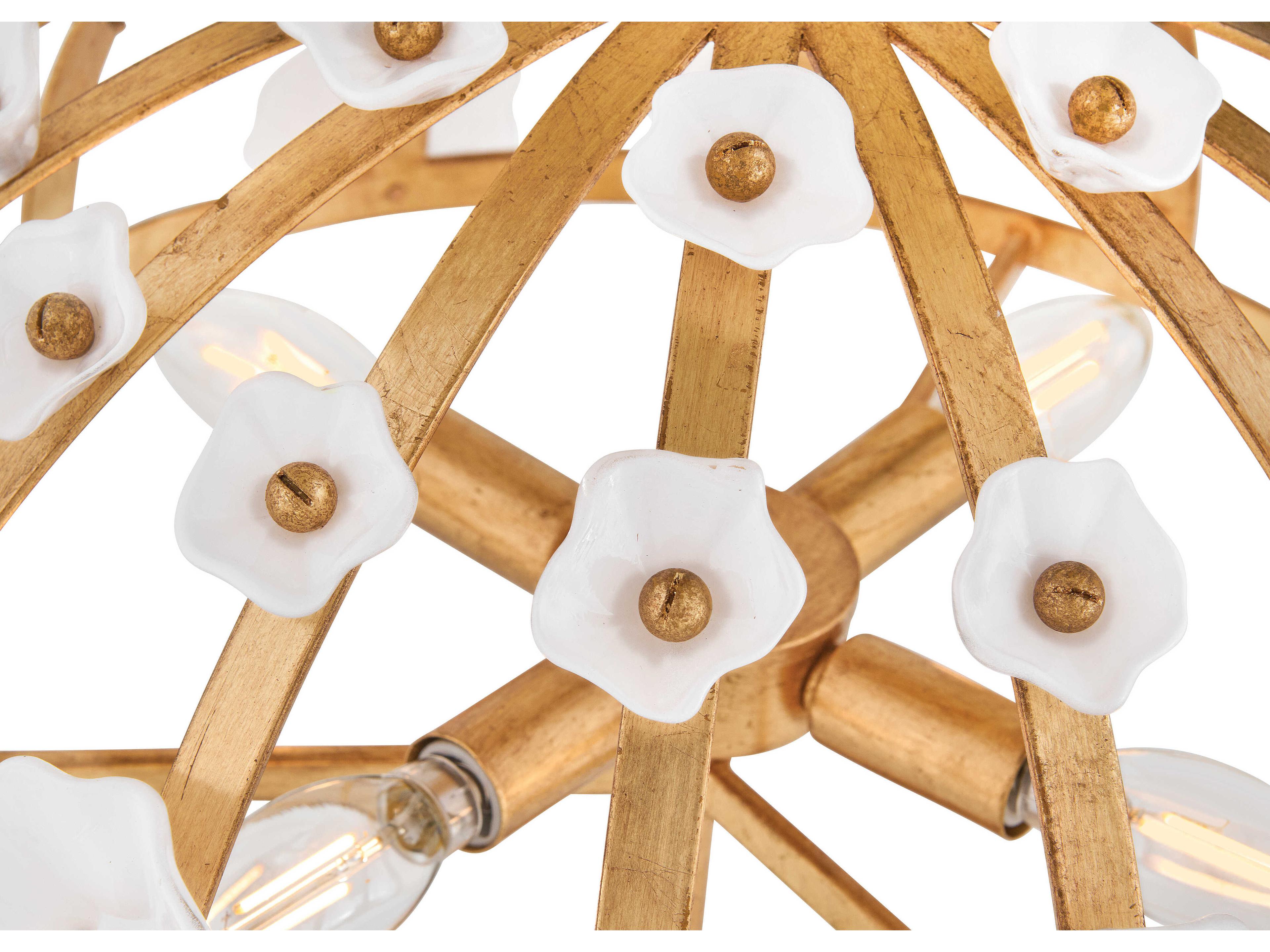 Fredrick Ramond Azalea 4-Light Distressed Brass Bowl Semi Flush Mount