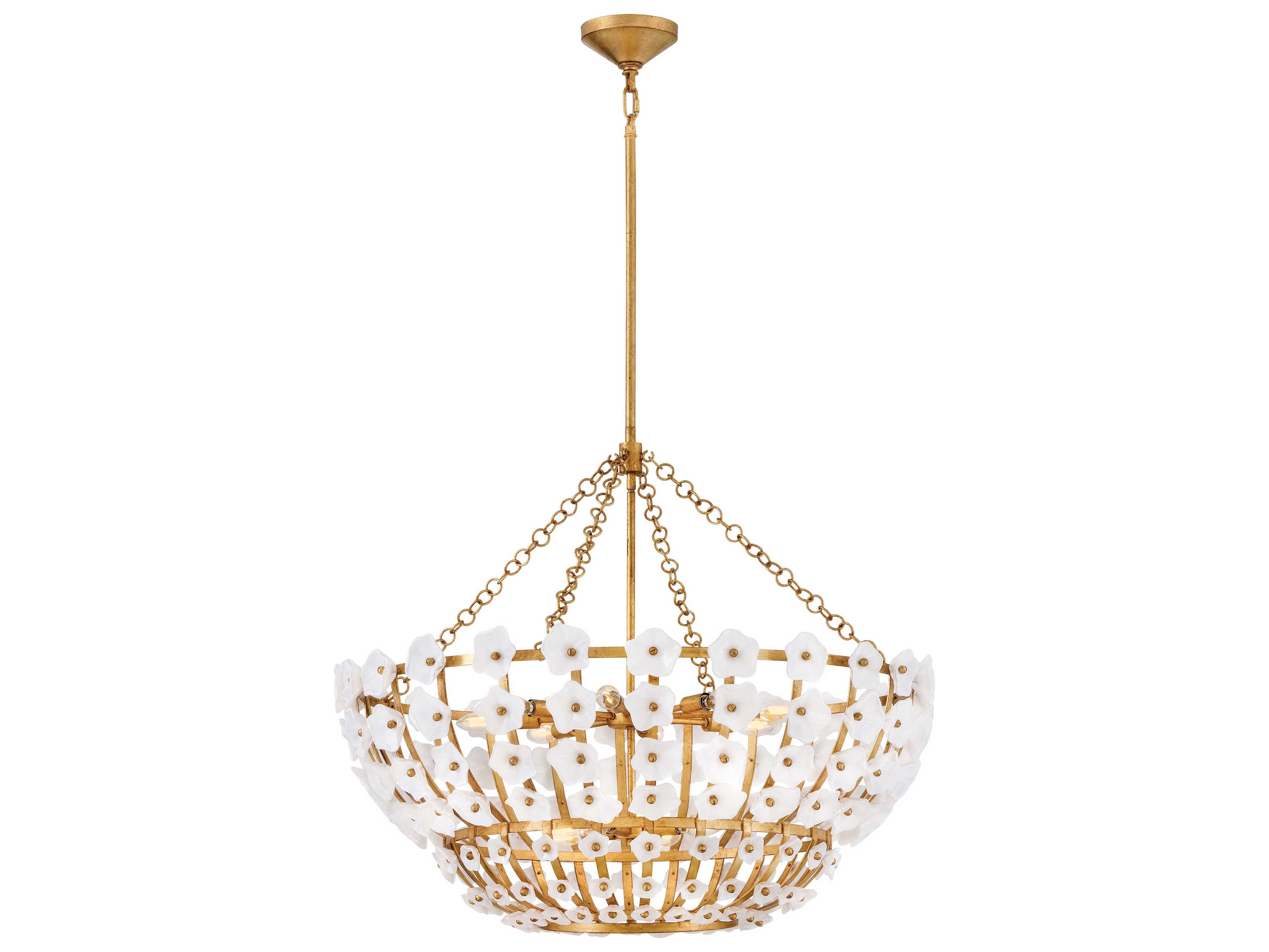 Fredrick Ramond Azalea 12-Light Distressed Brass Chandelier