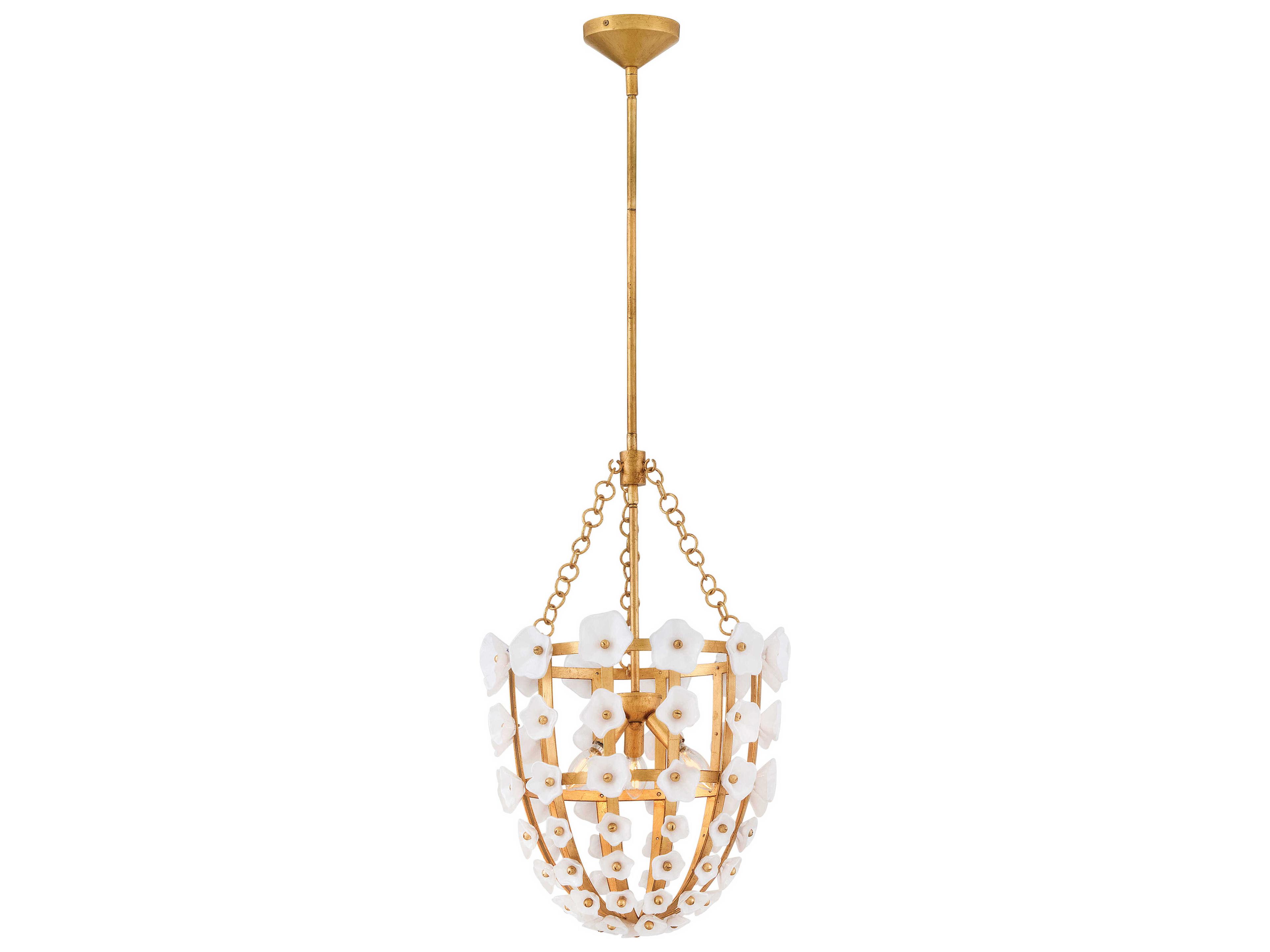 Fredrick Ramond Azalea 3-Light Distressed Brass Pendant