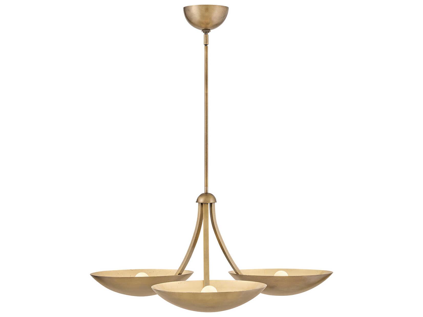Fredrick Ramond Glenn 3-Light Heritage Brass Gold Leaf Bowl Chandelier