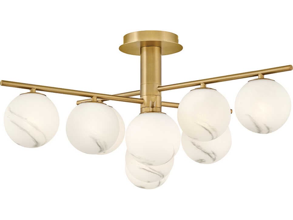 Fredrick Ramond Selene 9-Light Lacquered Brass Semi Flush Mount