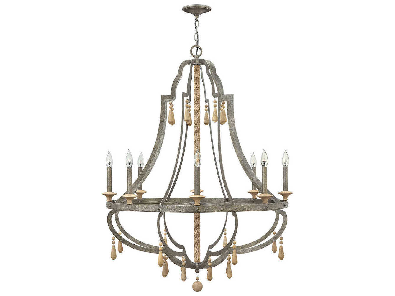 Fredrick Ramond Cordoba 8-Light Distressed Iron Brown Candelabra Chandelier