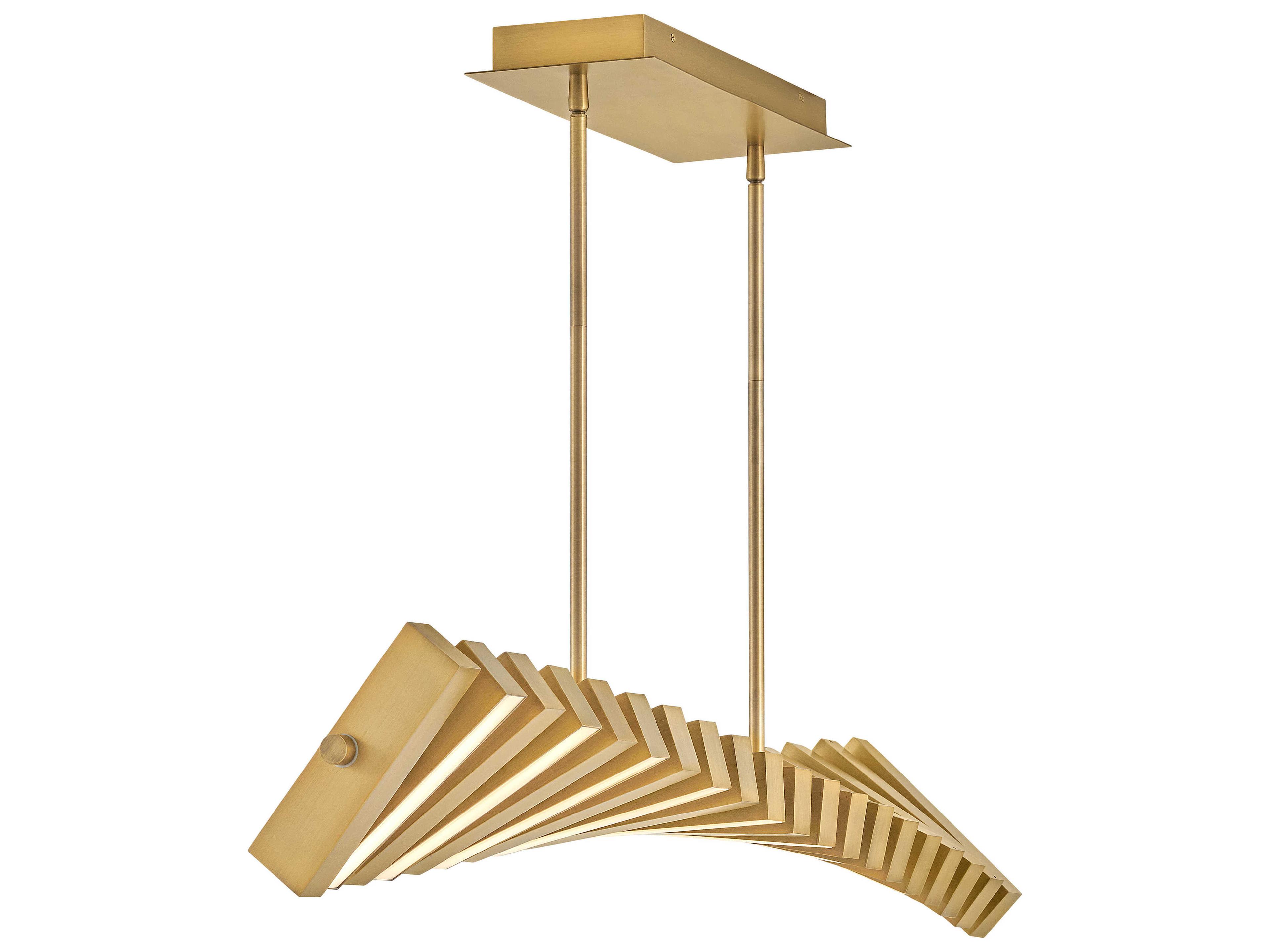 Fredrick Ramond Stitch Lacquered Brass LED Geometric Linear Island Pendant