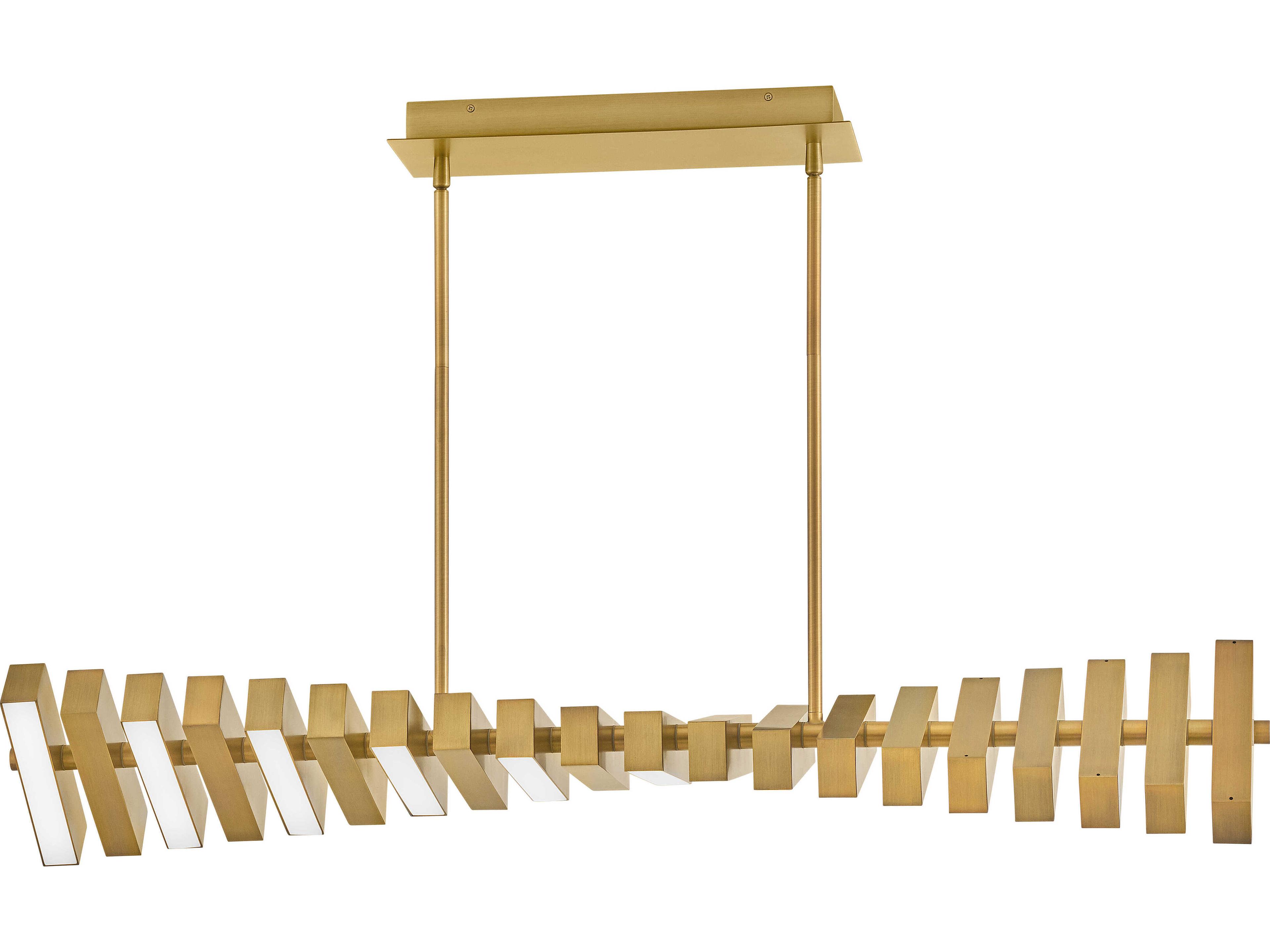 Fredrick Ramond Stitch Lacquered Brass LED Geometric Linear Island Pendant