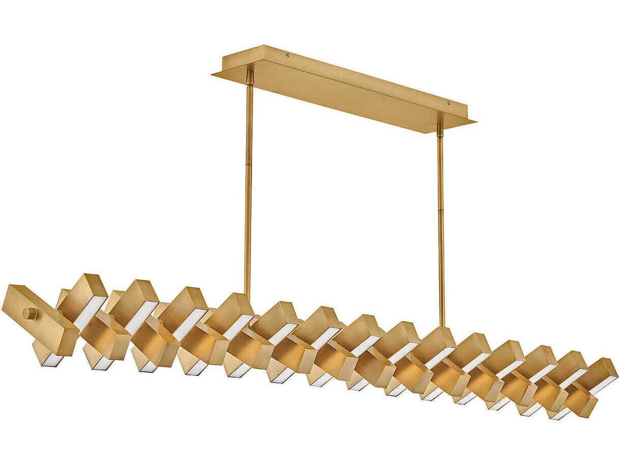 Fredrick Ramond Stitch Lacquered Brass Geometric Linear Island Pendant