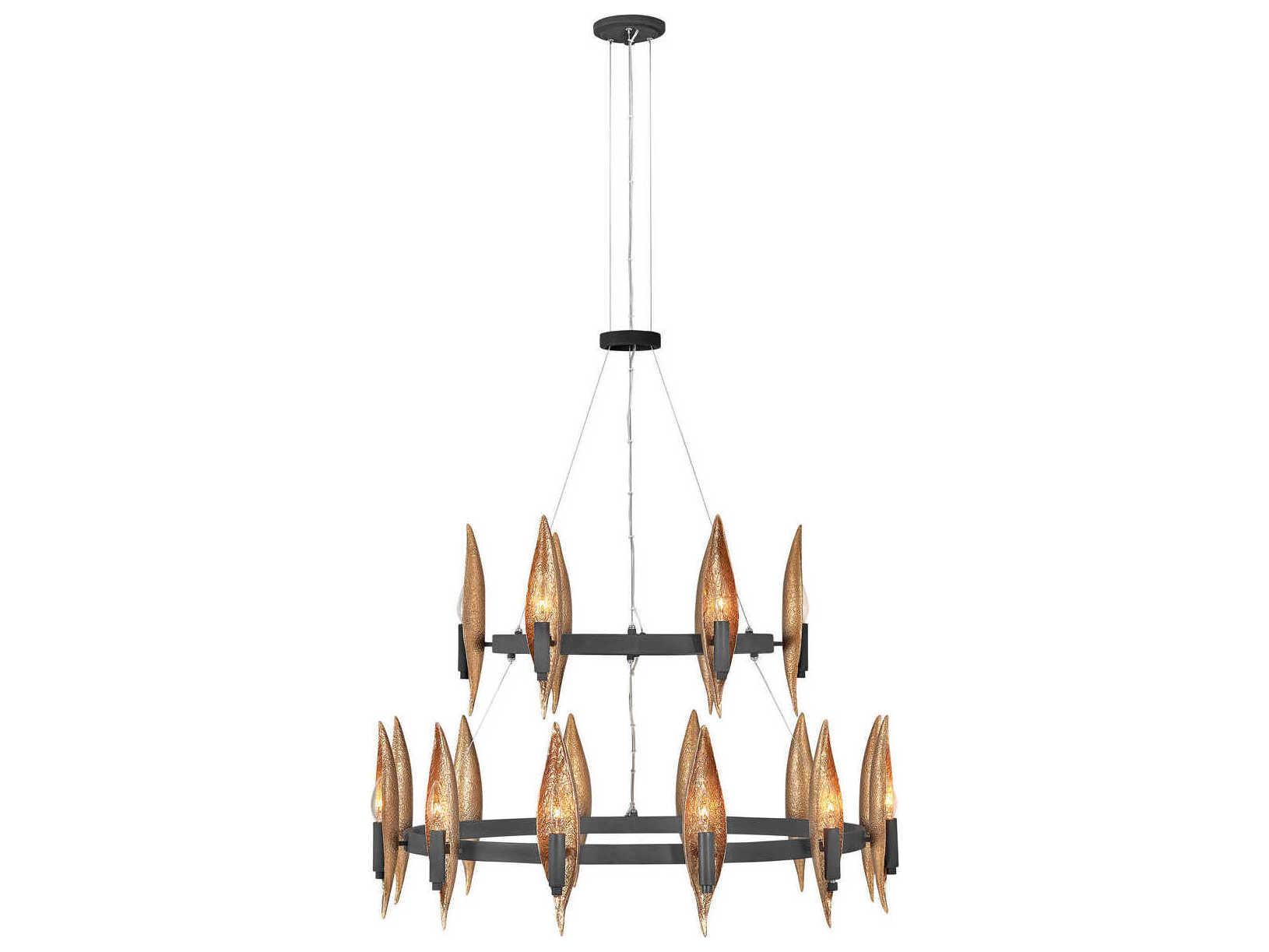 Fredrick Ramond Willow 18-Light8-Light Carbon Black Deluxe Gold Candelabra Chandelier