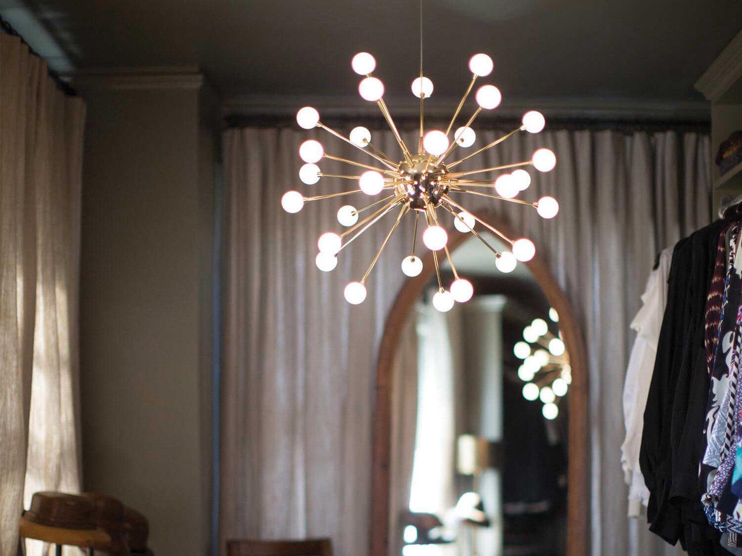 Fredrick Ramond Impulse 30-Light Polished Gold LED Linear Sputnik Pendant