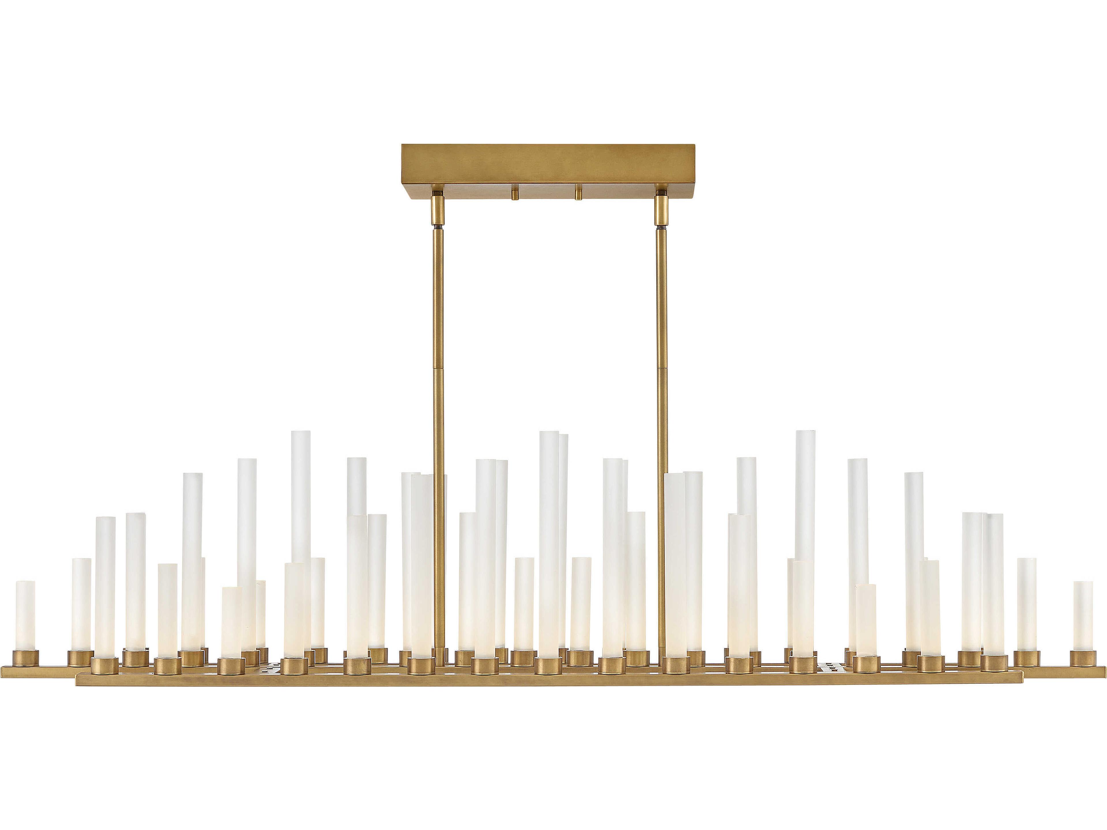 Fredrick Ramond Trinity 50-Light Heritage Brass Glass LED Cylinder Geometric Island Pendant