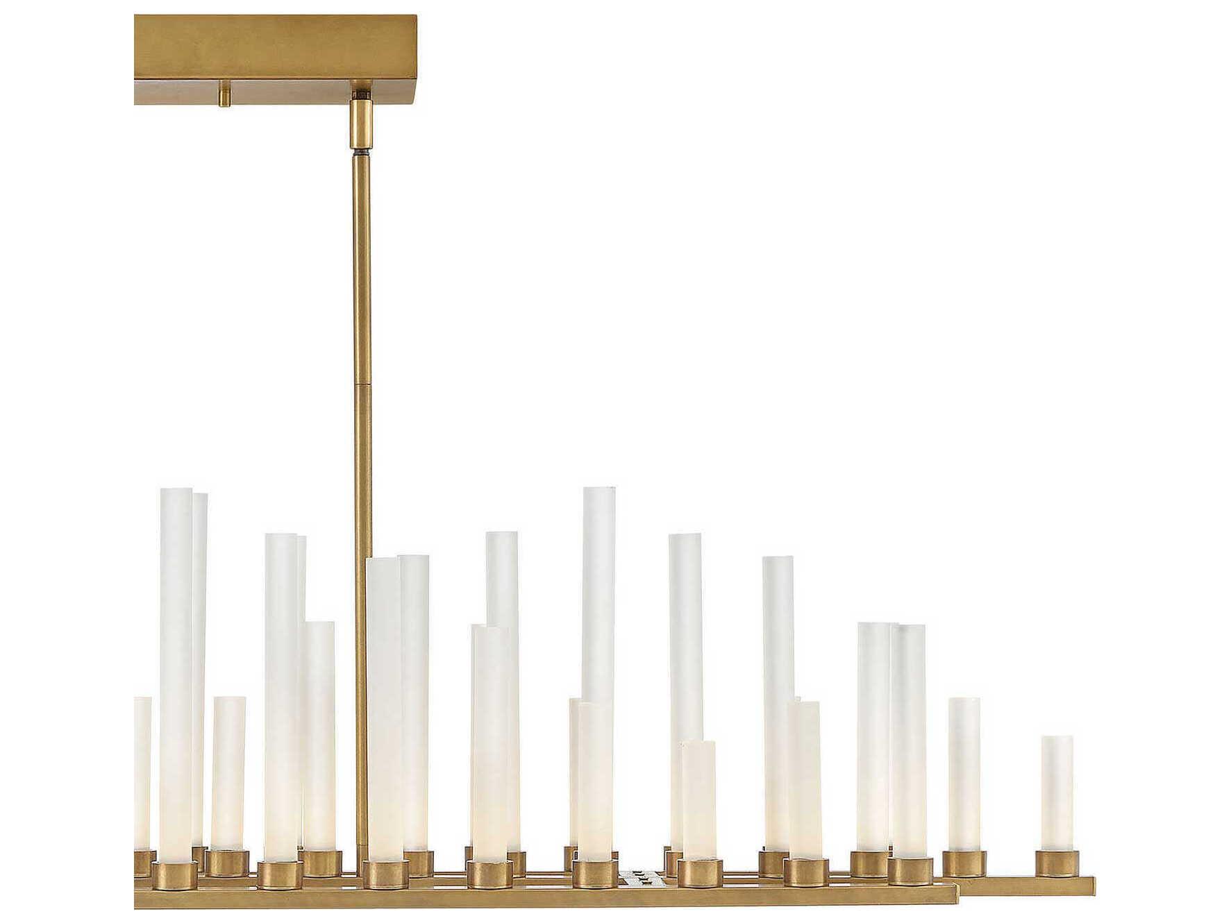 Fredrick Ramond Trinity 50-Light Heritage Brass Glass LED Cylinder Geometric Island Pendant