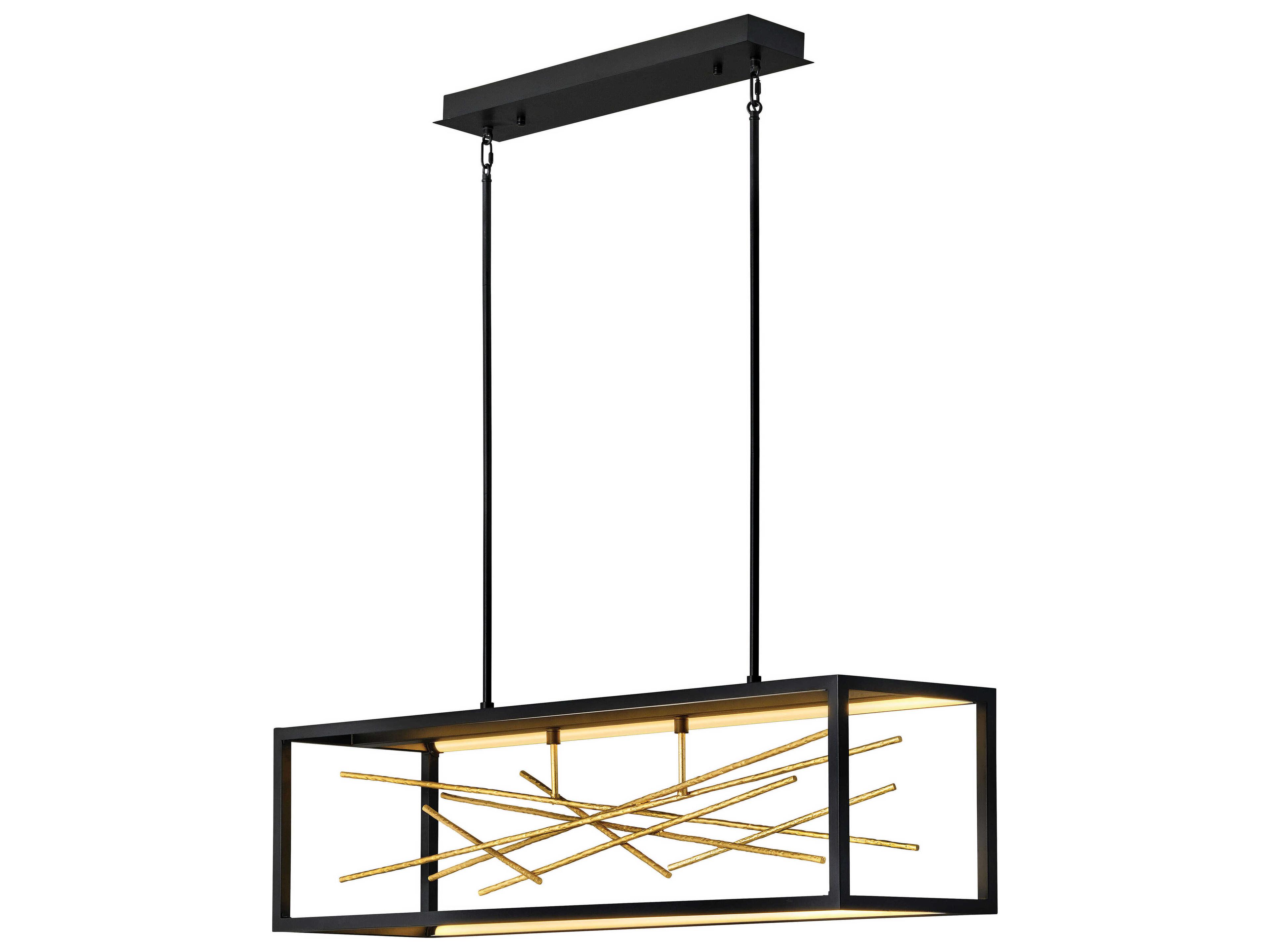 Fredrick Ramond Styx Black Gilded Gold LED Linear Island Pendant