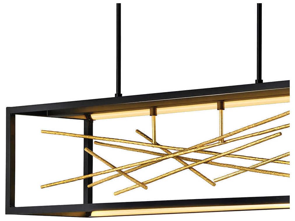 Fredrick Ramond Styx Black Gilded Gold LED Linear Island Pendant