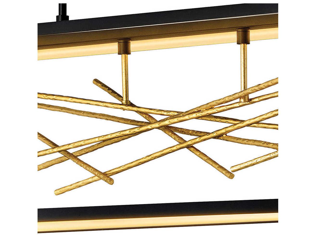 Fredrick Ramond Styx Black Gilded Gold LED Linear Island Pendant