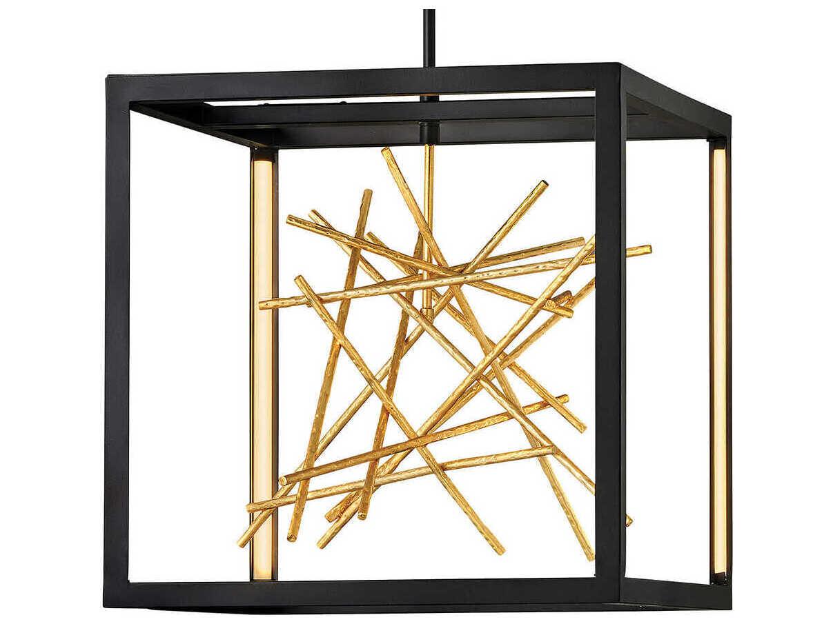 Fredrick Ramond Styx Black Gilded Gold LED Linear Pendant