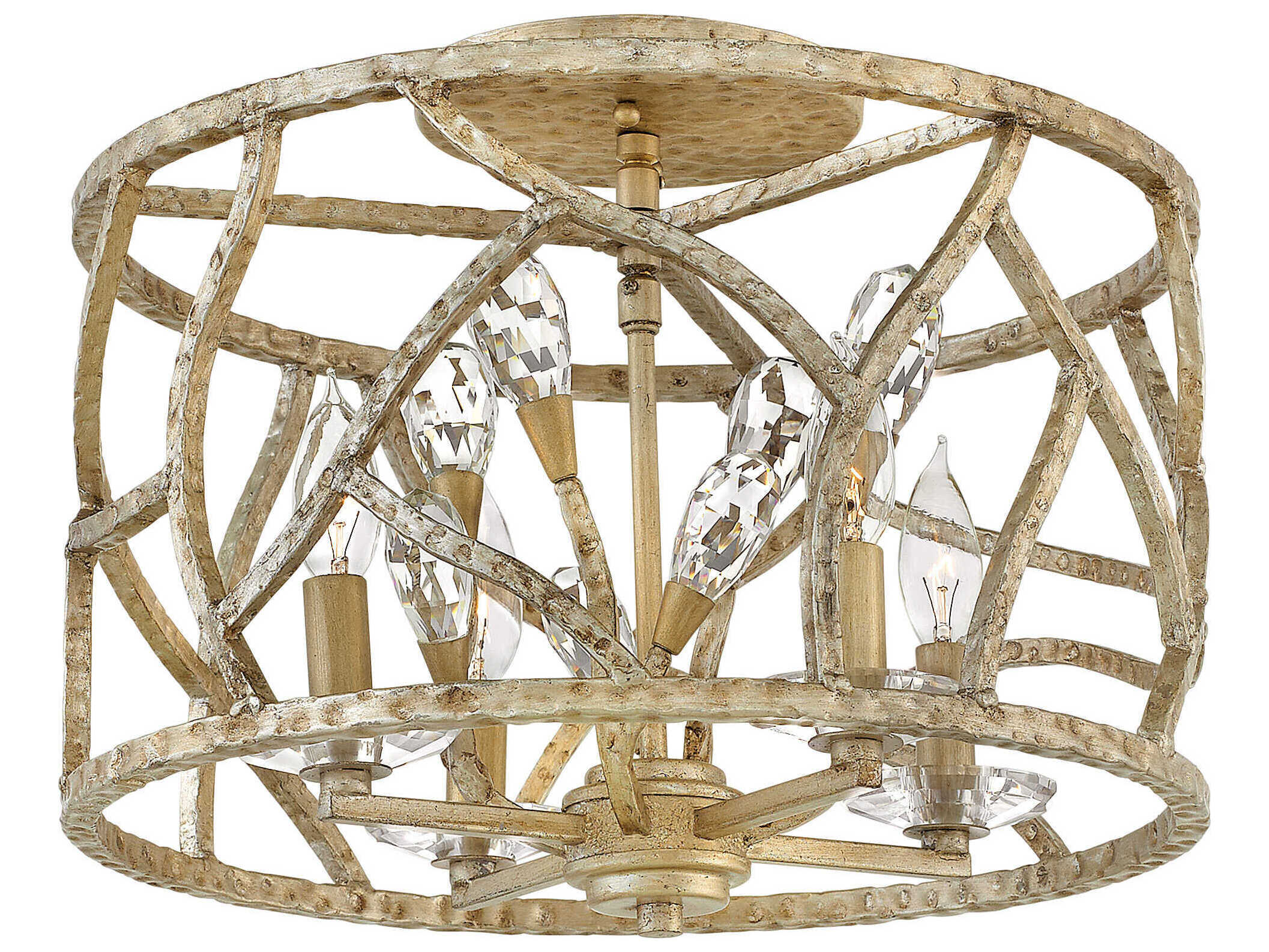 Fredrick Ramond Eve 4-Light Champagne Gold Crystal Drum Flush Mount