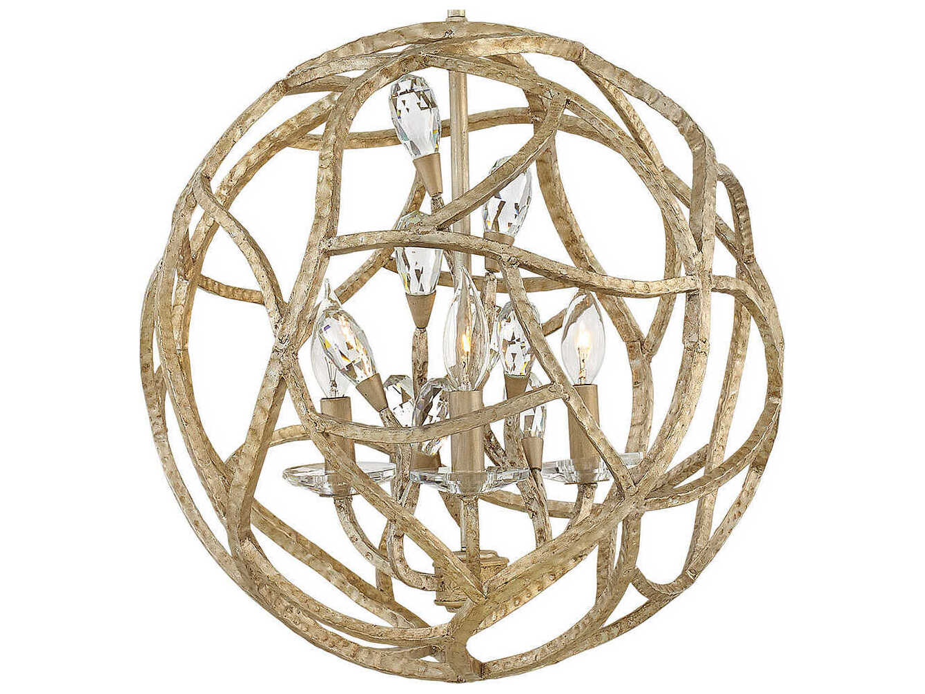 Fredrick Ramond Eve 3-Light Champagne Gold Crystal Candelabra Geometric Chandelier