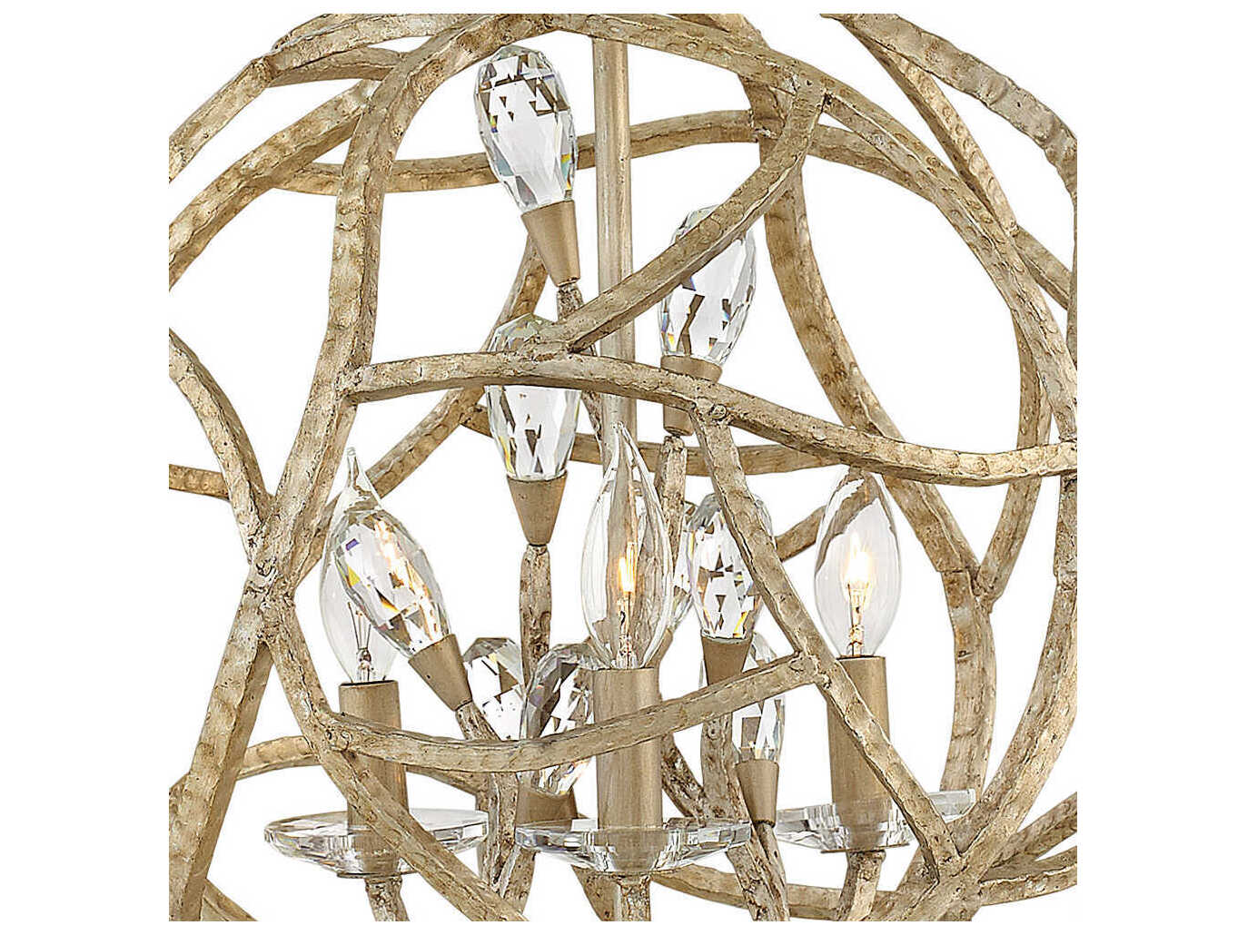 Fredrick Ramond Eve 3-Light Champagne Gold Crystal Candelabra Geometric Chandelier
