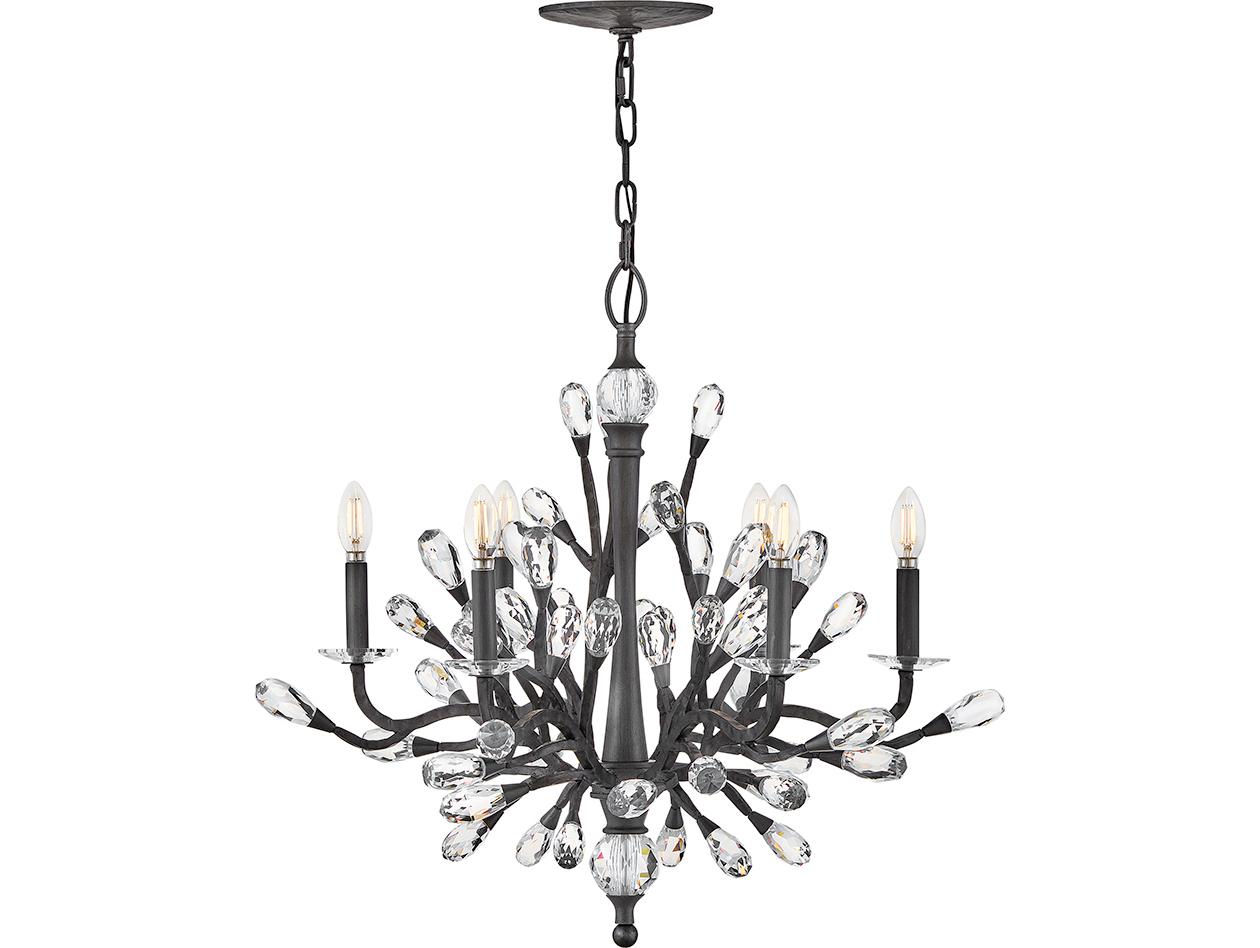 Fredrick Ramond Eve 6-Light Brushed Graphite Black Chandelier