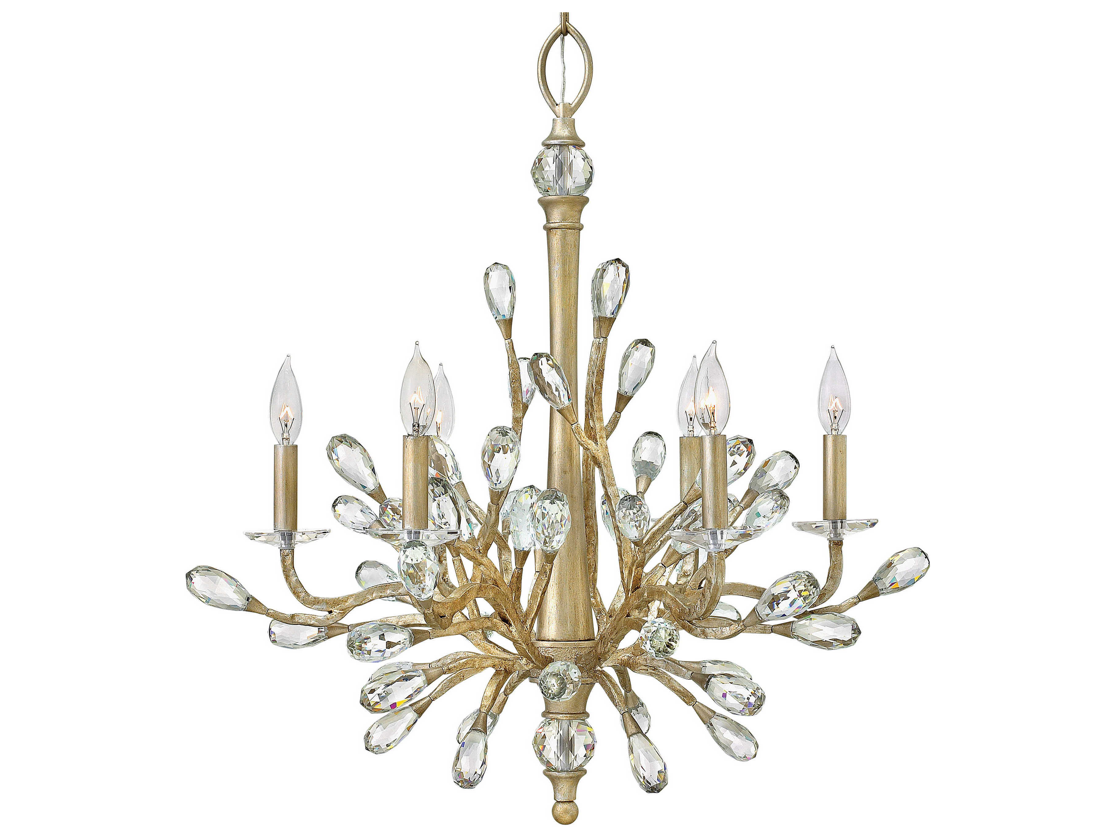 Fredrick Ramond Eve 6-Light Champagne Gold Crystal Candelabra Chandelier