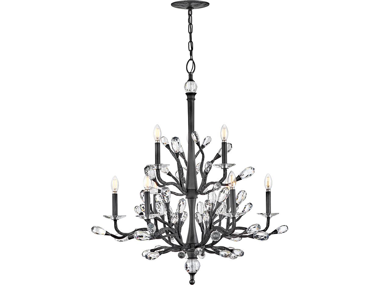 Fredrick Ramond Eve 9-Light Brushed Graphite Black Chandelier