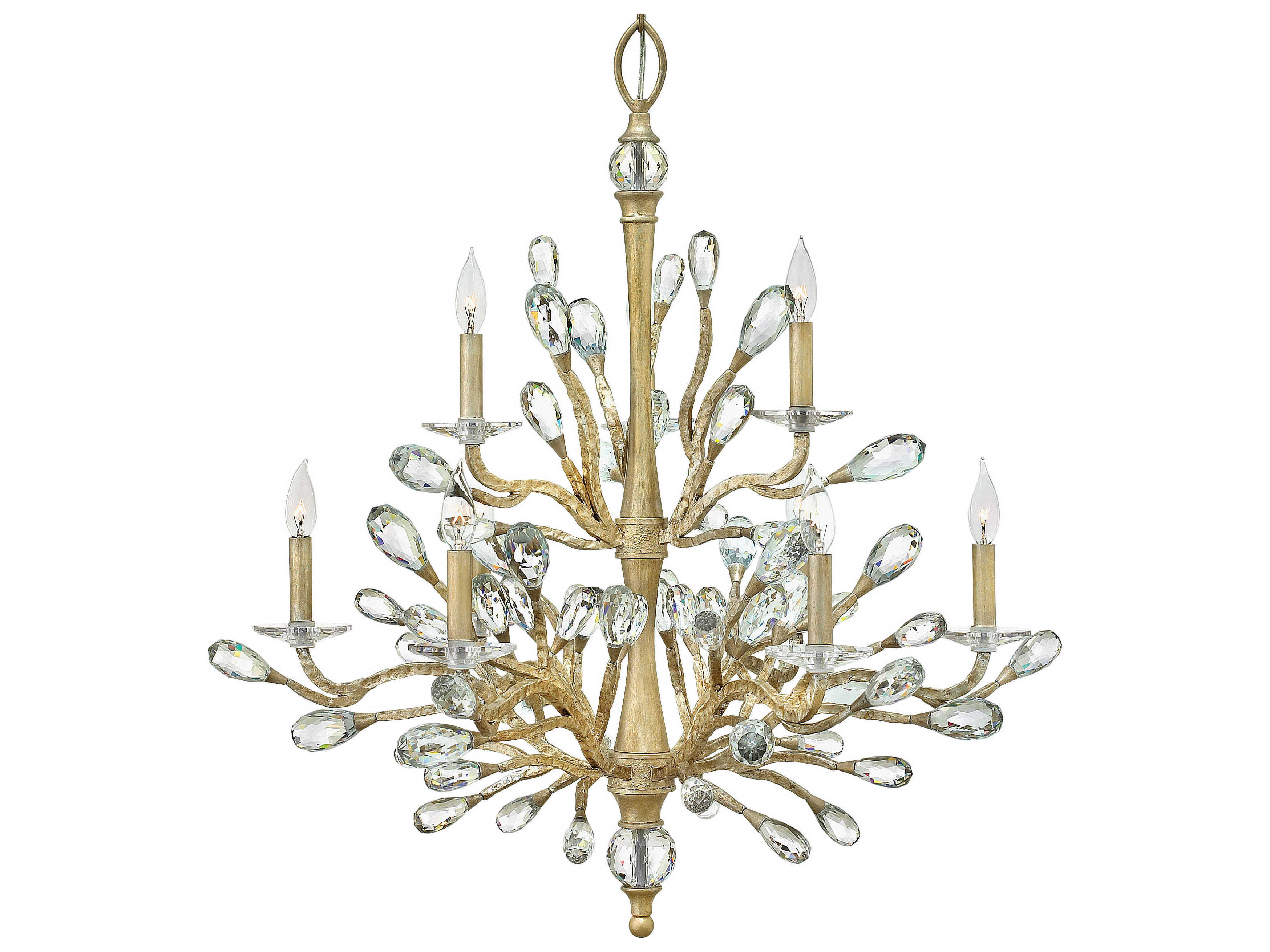 Fredrick Ramond Eve 9-Light Champagne Gold Crystal Candelabra Chandelier