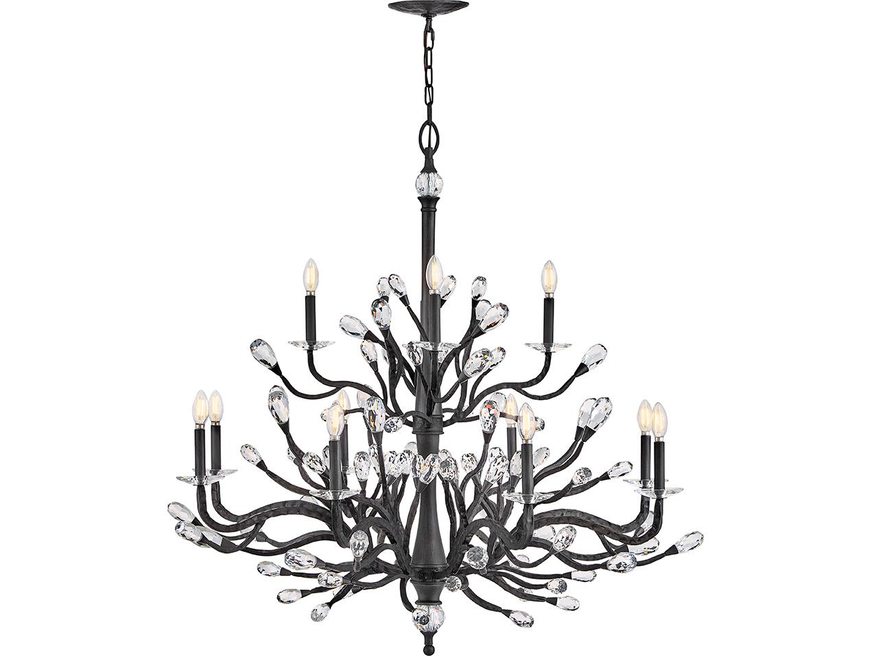 Fredrick Ramond Eve 12-Light Brushed Graphite Black Chandelier