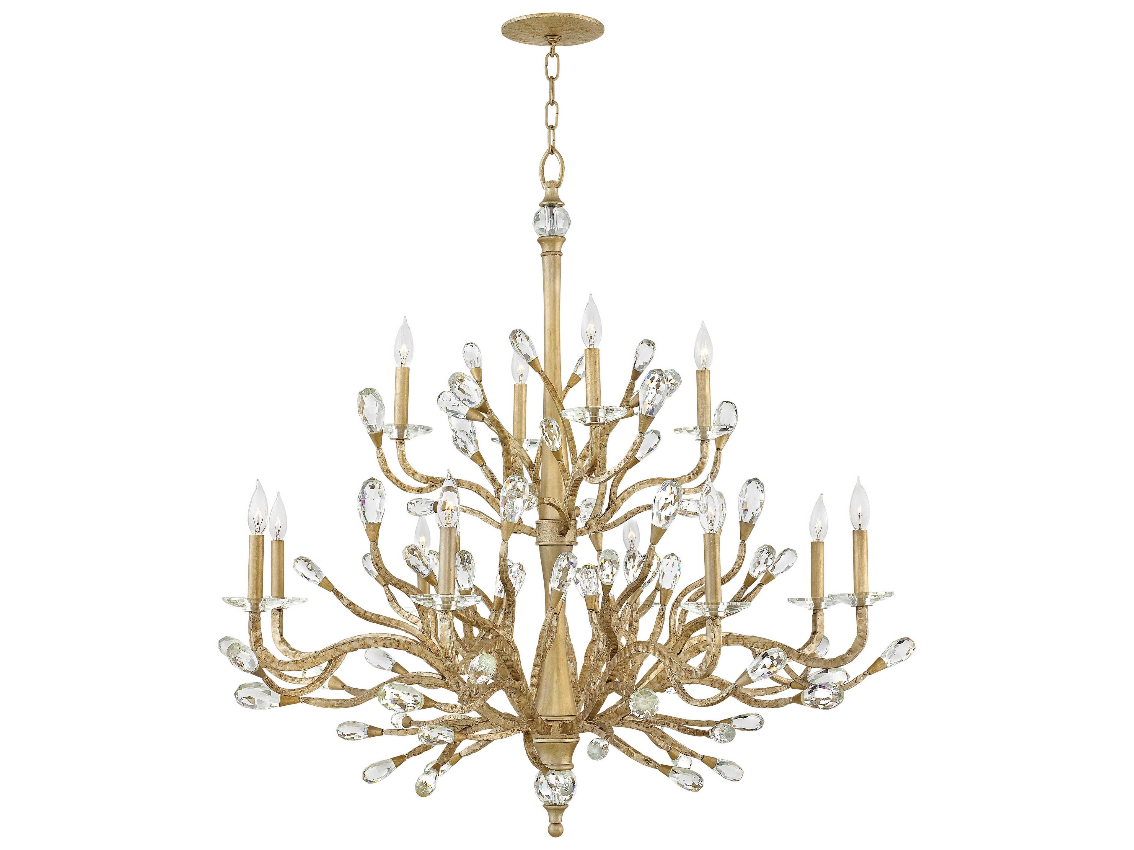 Fredrick Ramond Eve 12-Light Champagne Gold Crystal Candelabra Chandelier
