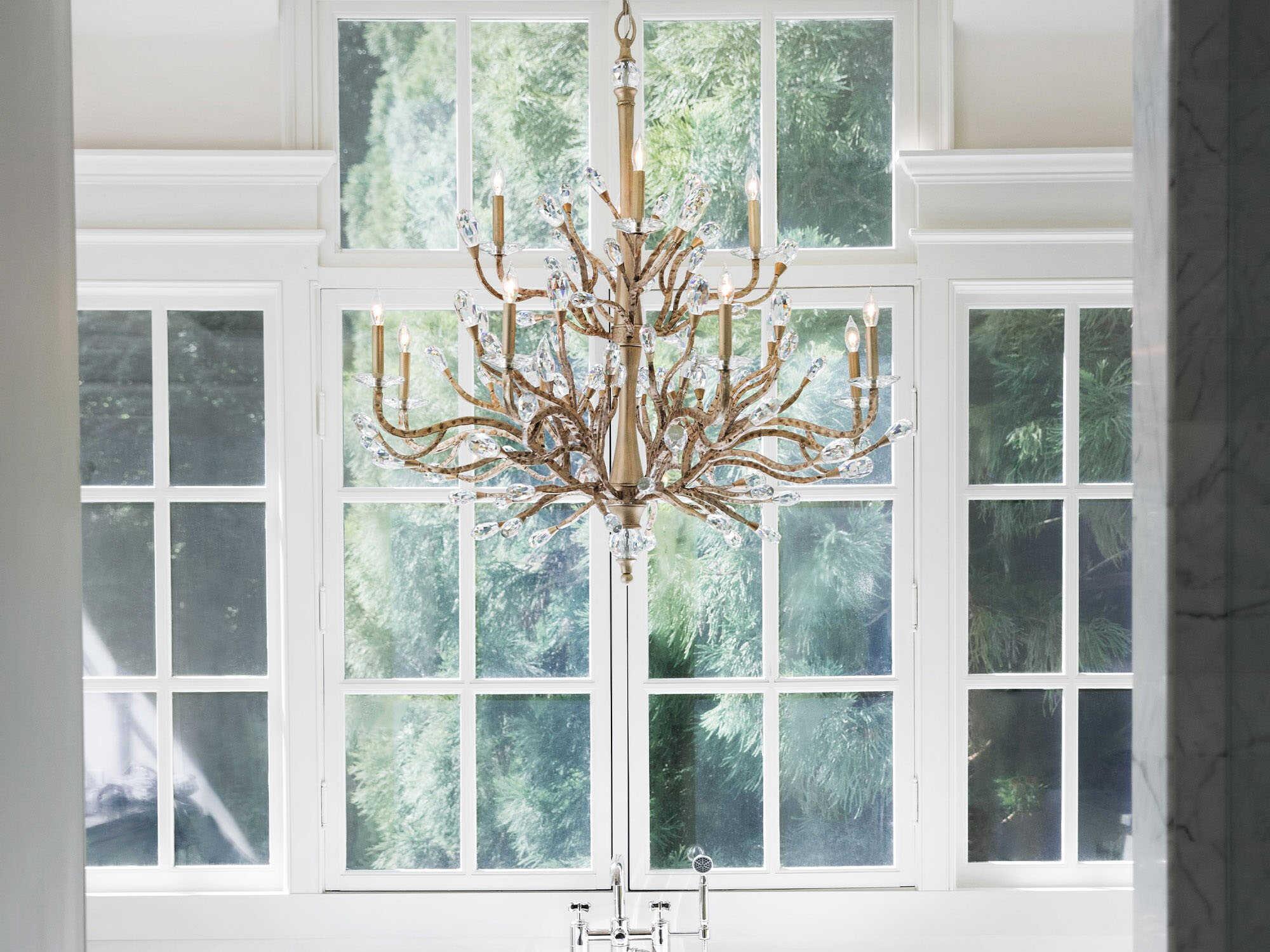 Fredrick Ramond Eve 12-Light Champagne Gold Crystal Candelabra Chandelier