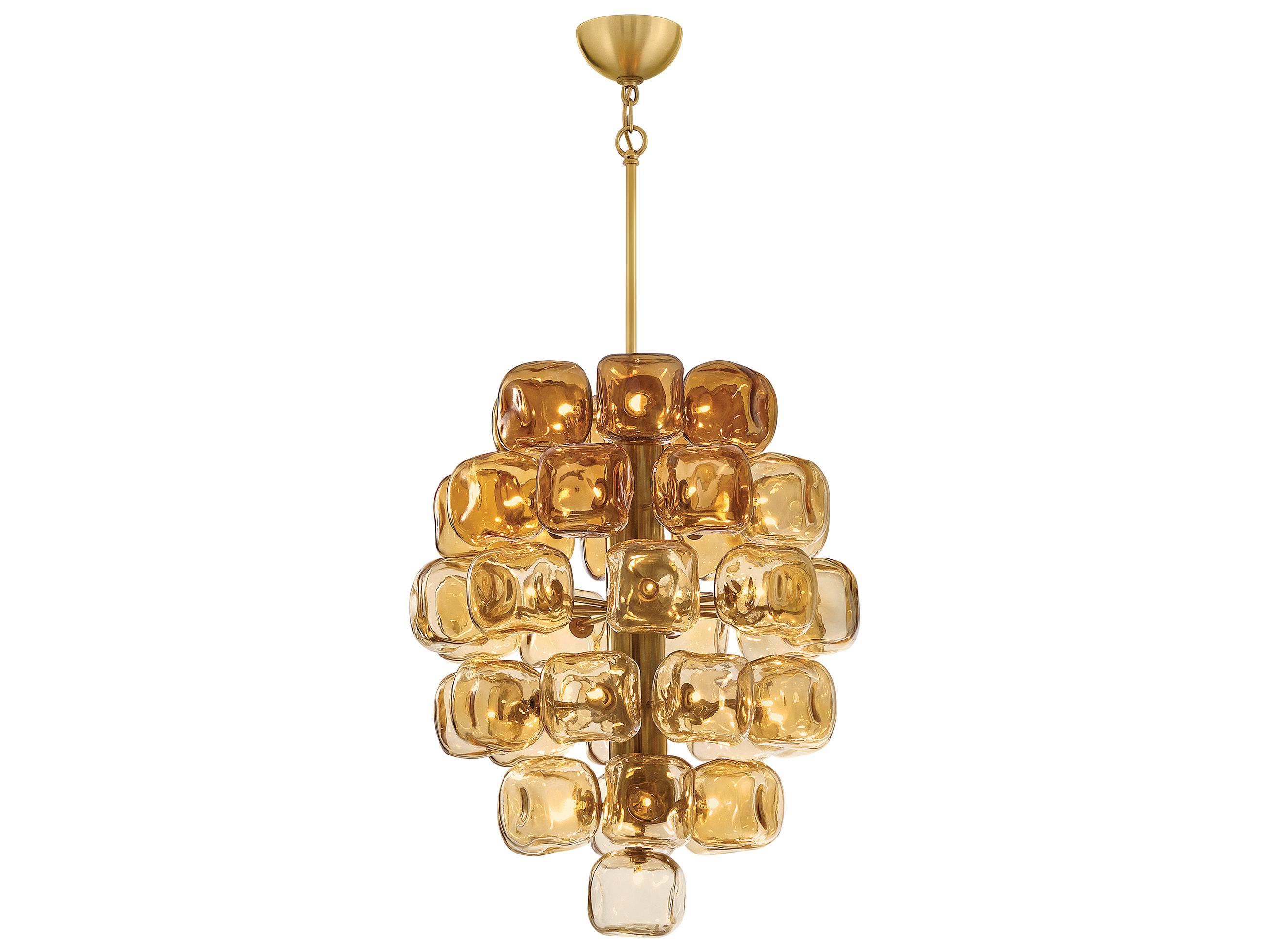 Fredrick Ramond Perriand 40-Light Unlacquered Brass Geometric Tiered Chandelier