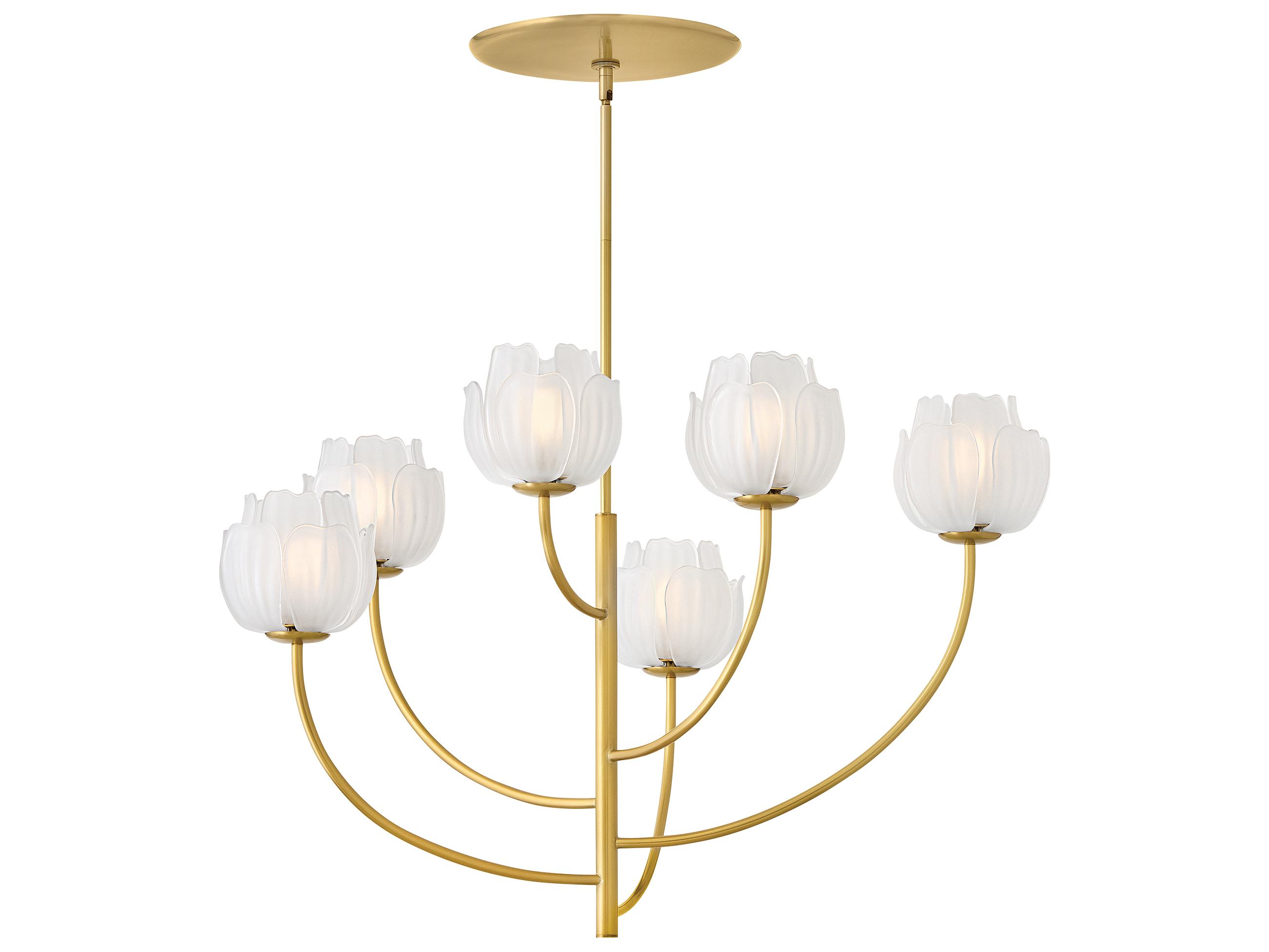 Fredrick Ramond Fantine 6-Light Unlacquered Brass Tiered Chandelier