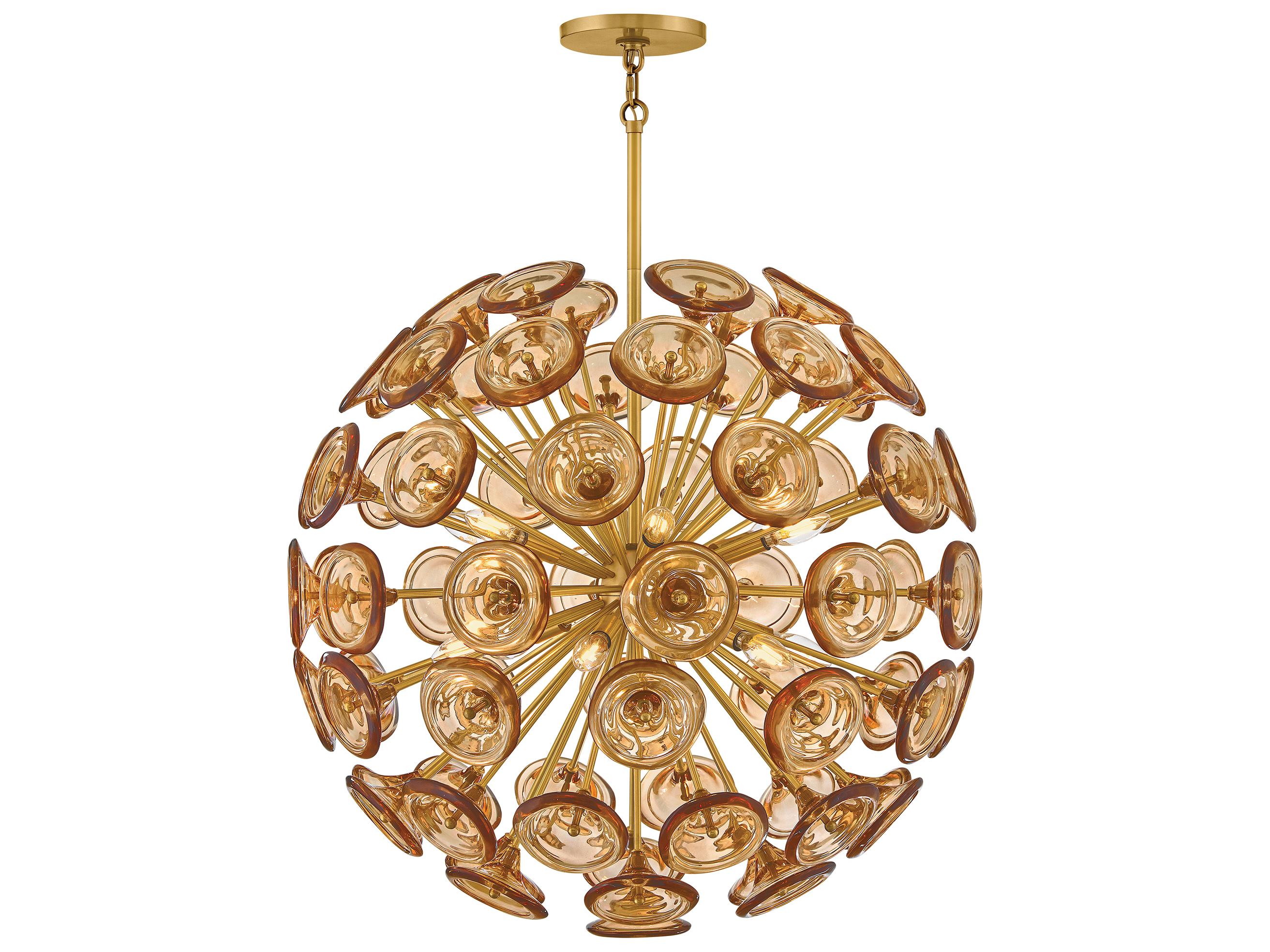 Fredrick Ramond Maya 12-Light Unlacquered Brass Globe Pendant