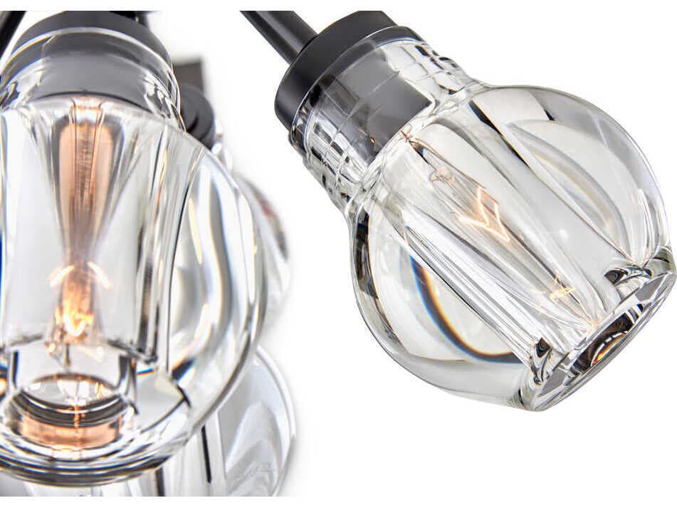 Fredrick Ramond Elise 7-Light Black Glass Globe Linear Semi Flush Mount